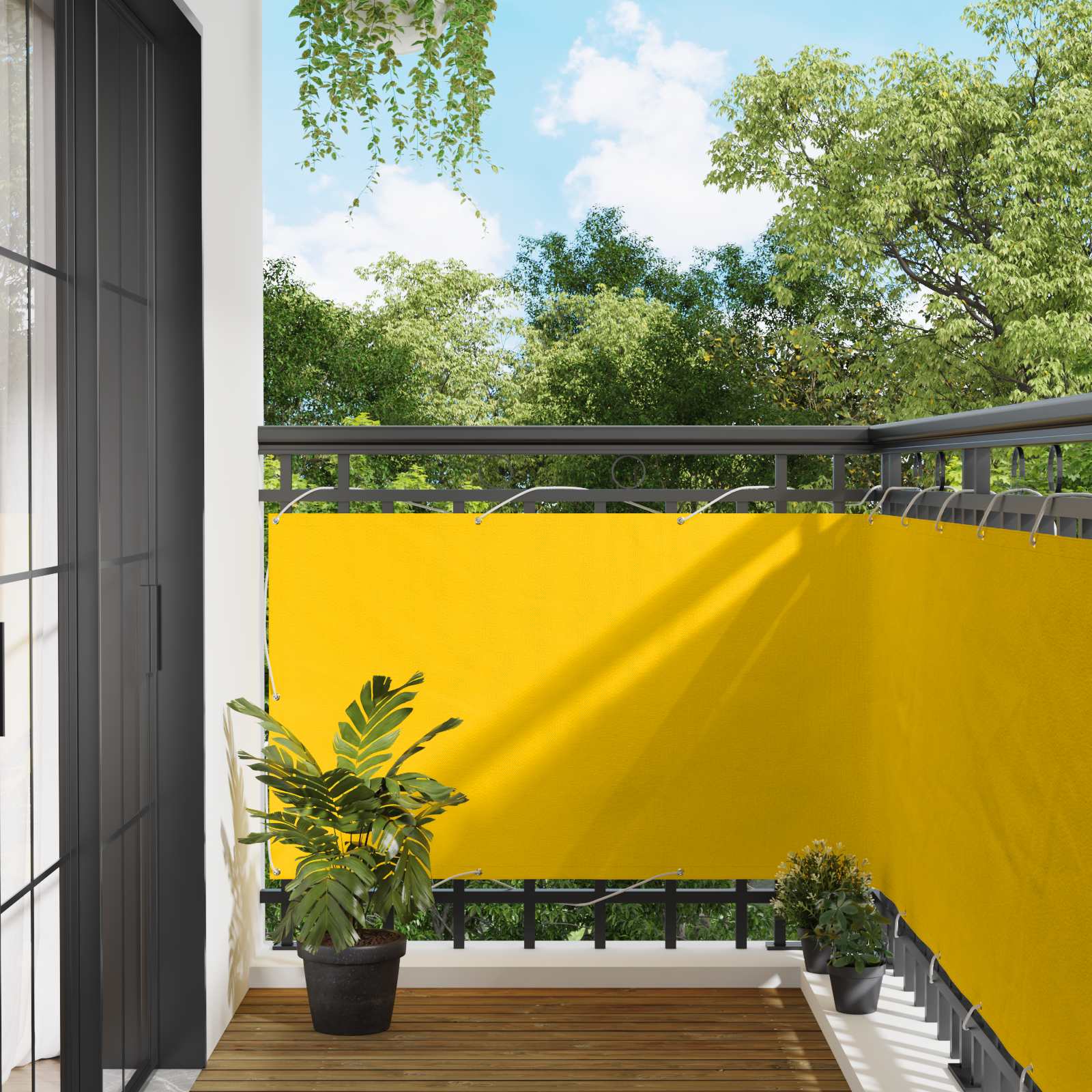 Balkong Skjerm Gul 90 x 200 cm PU-belagt oxford alu vidaXL