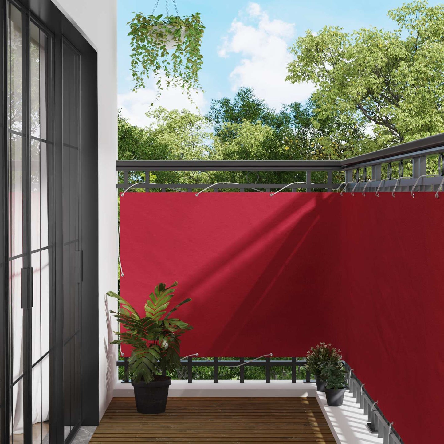 Balkong Skjerm Rød 110 x 300 cm Oxford Stoff