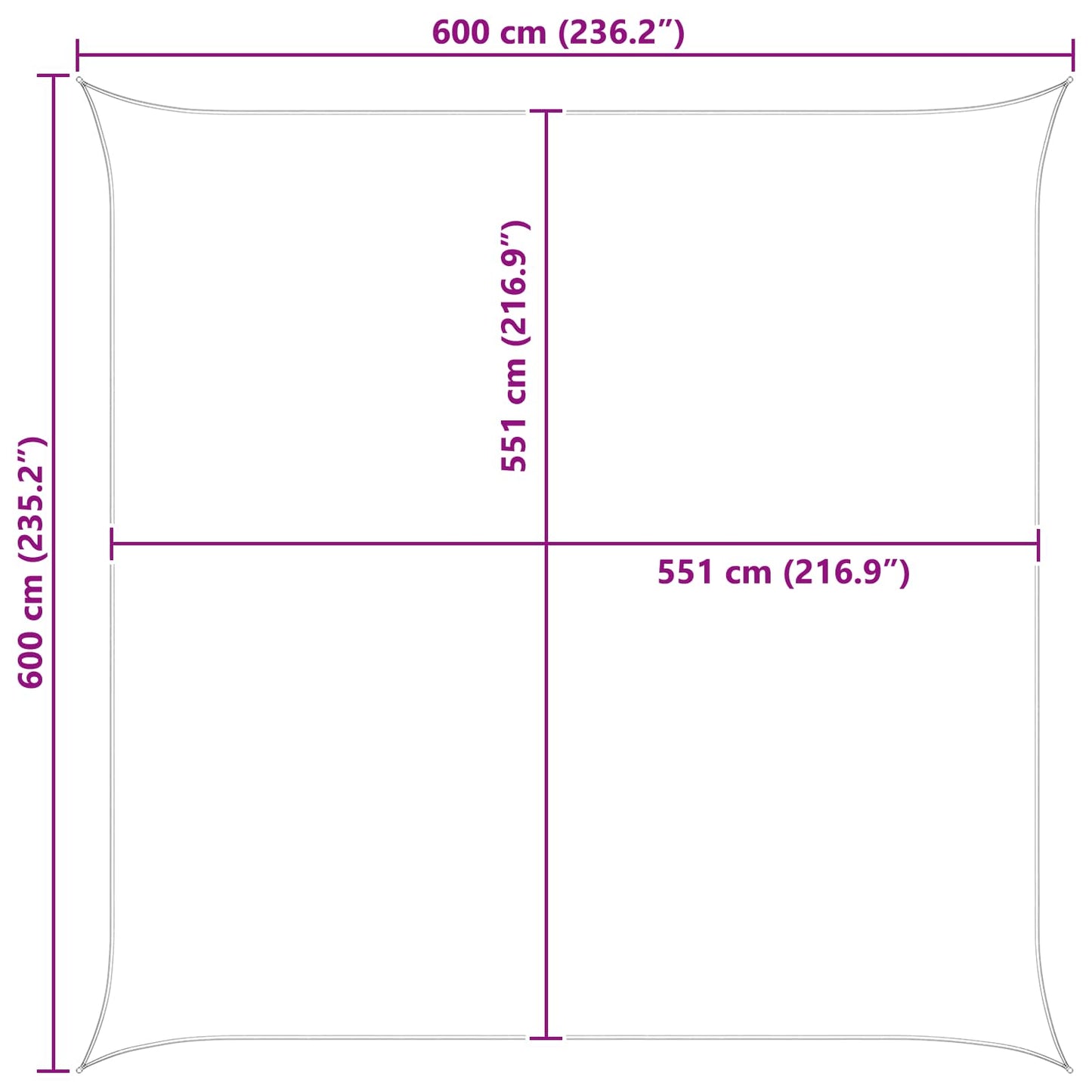 Solskygge seil Oransje og Brunt 6 x 6 m 100% polyester Oxford