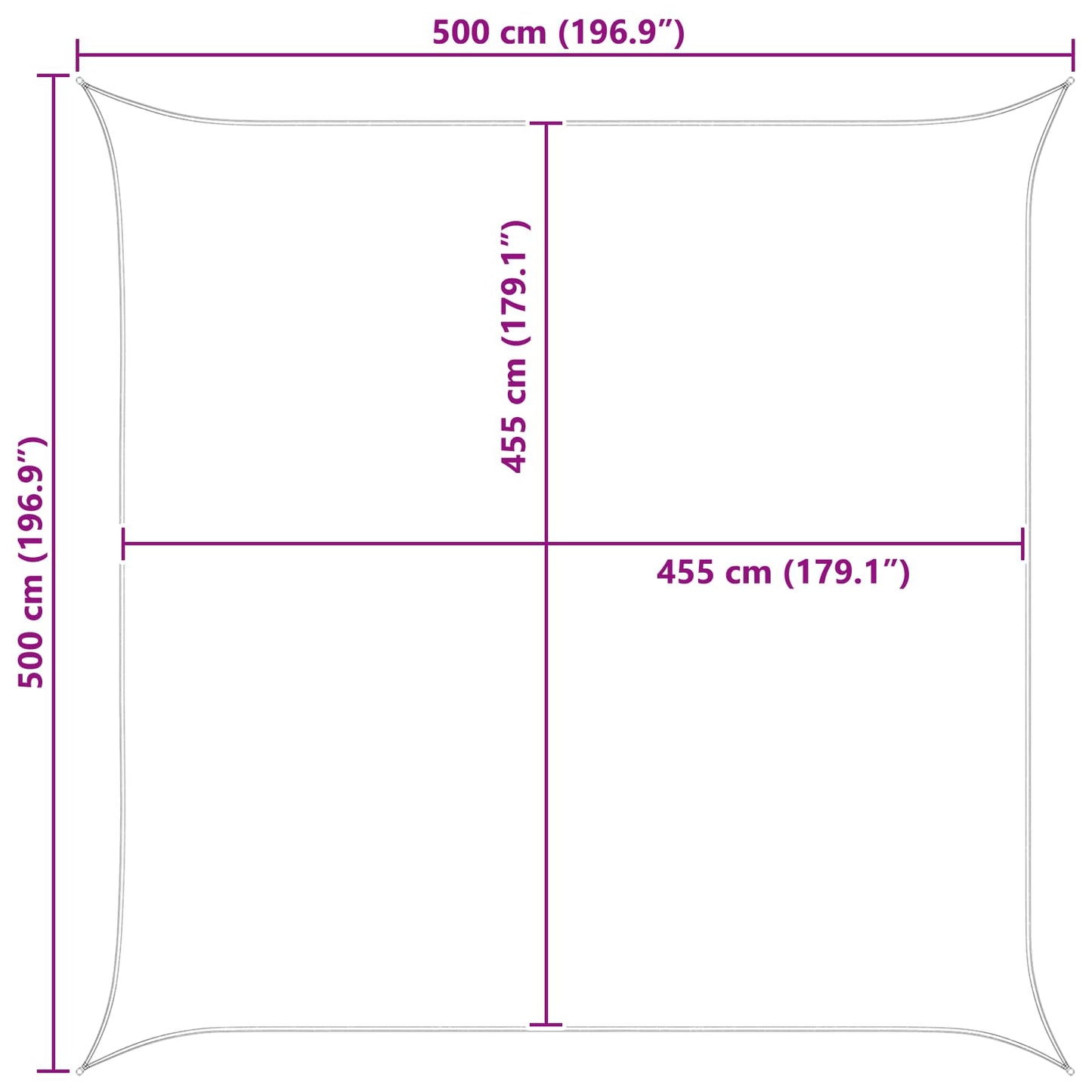 Solskygge seil Blå og hvit 5 x 5 m 100% polyester Oxford
