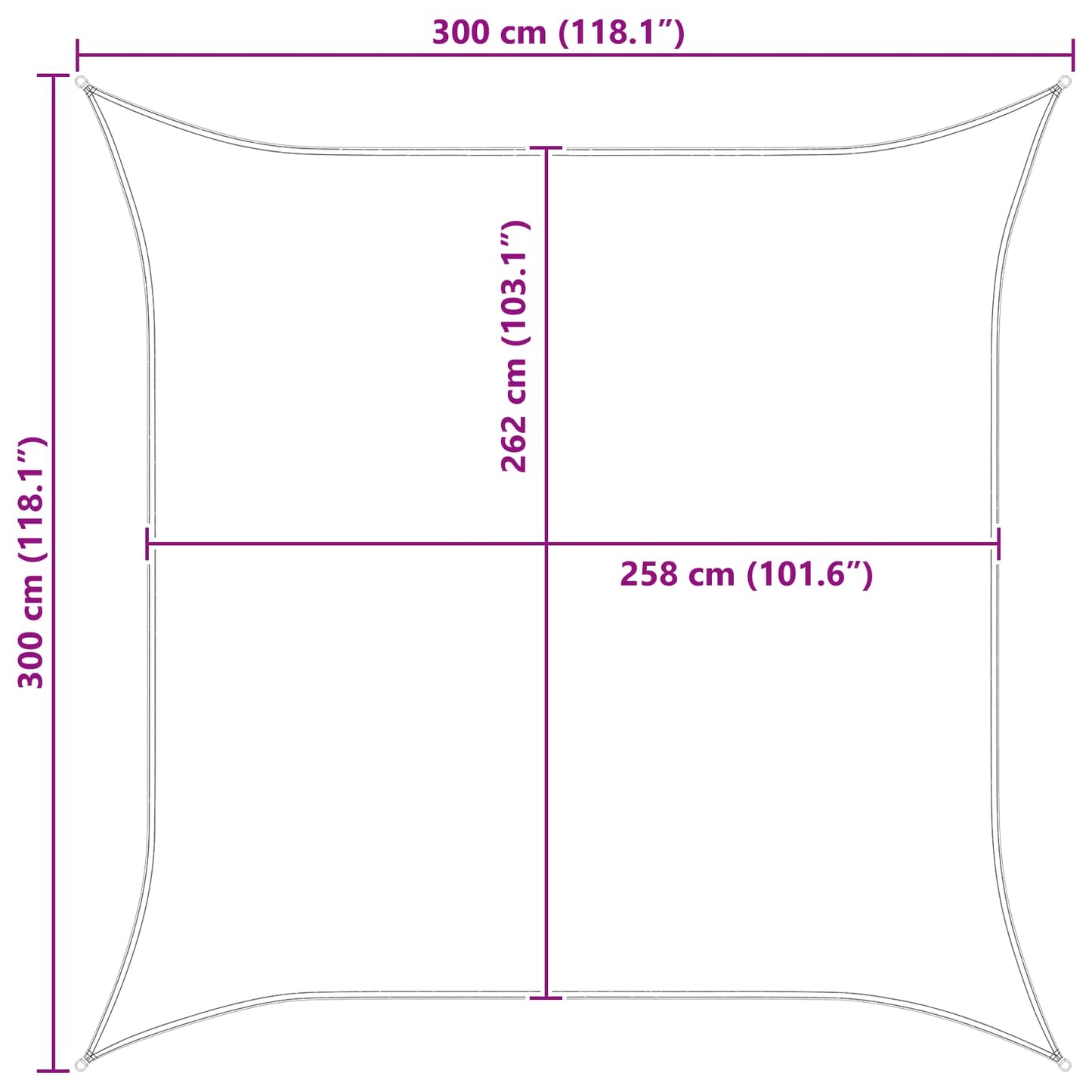 Solskygge seil Lys Grå og Hvit 3 x 3 m 100% polyester Oxford