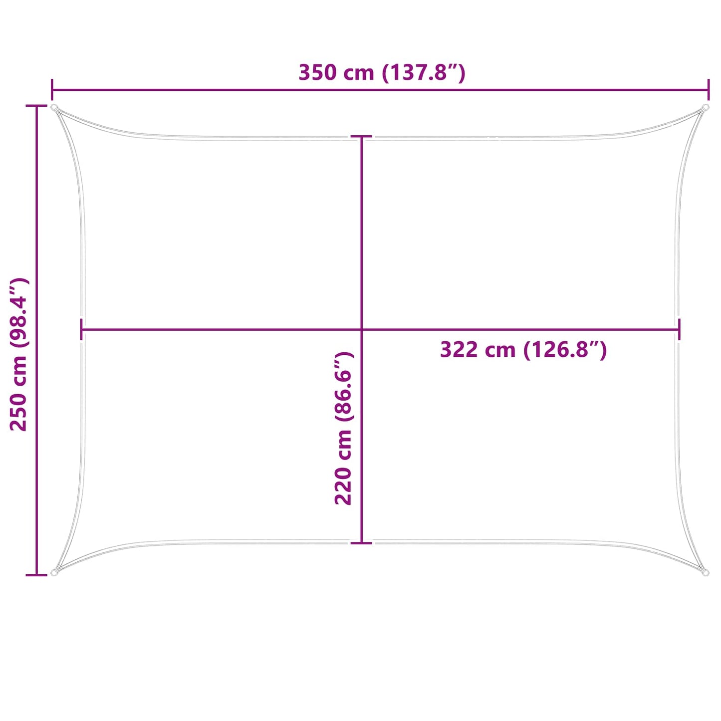 Solskygge seil Gul og hvit 3,5 x 2,5 m 100% polyester Oxford