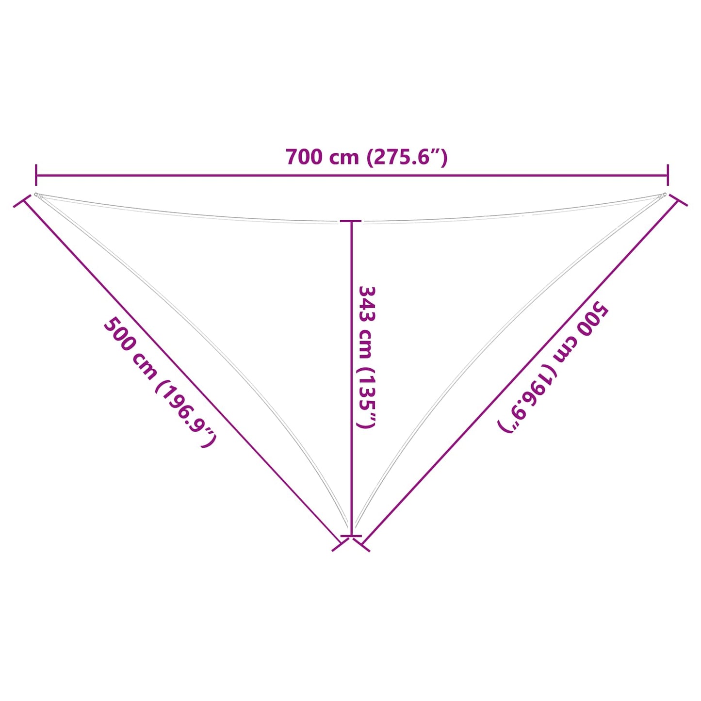 Solskygge seil Lys Grå og Hvit 7 x 5 x 5 m