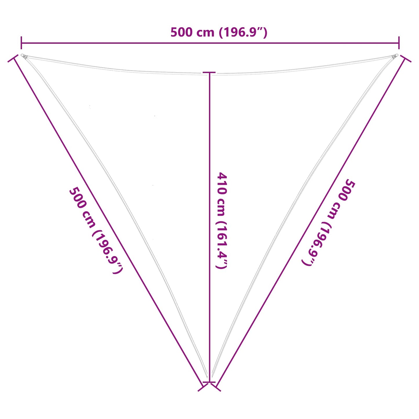 Solskygge seil Lys Grå og Hvit 5 x 5 x 5 m