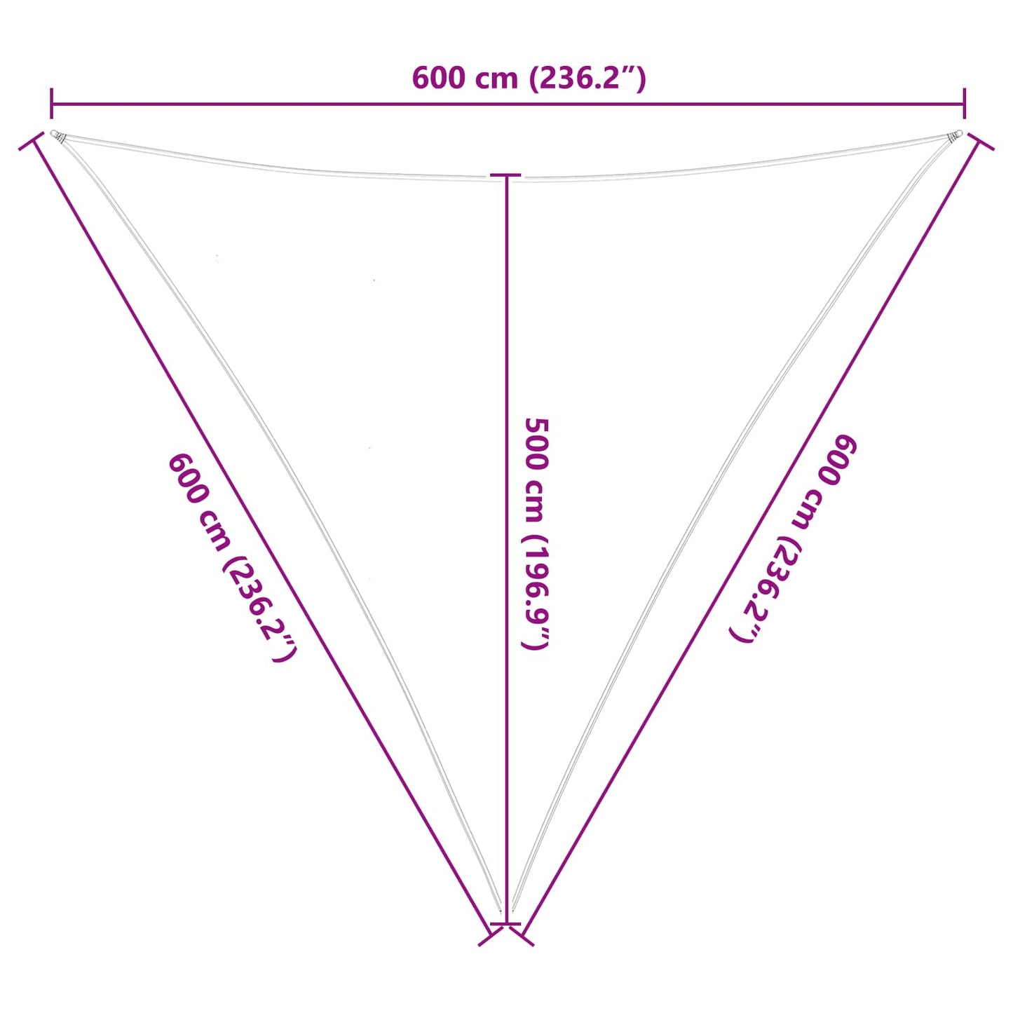Solskygge seil Lys Grå og Hvit 6 x 6 x 6 m