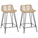 Barstol 2 pcs Naturlig 44 x 45 x 76 cm Rattan og Stål