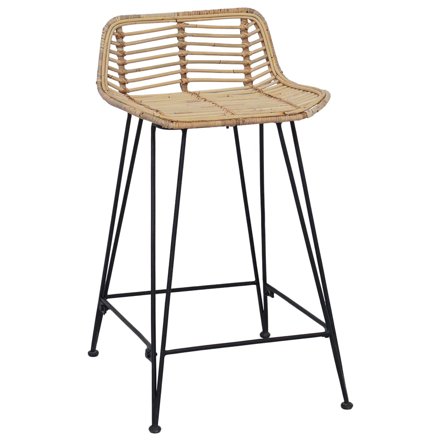 Barstol 2 pcs Naturlig 44 x 45 x 76 cm Rattan og Stål
