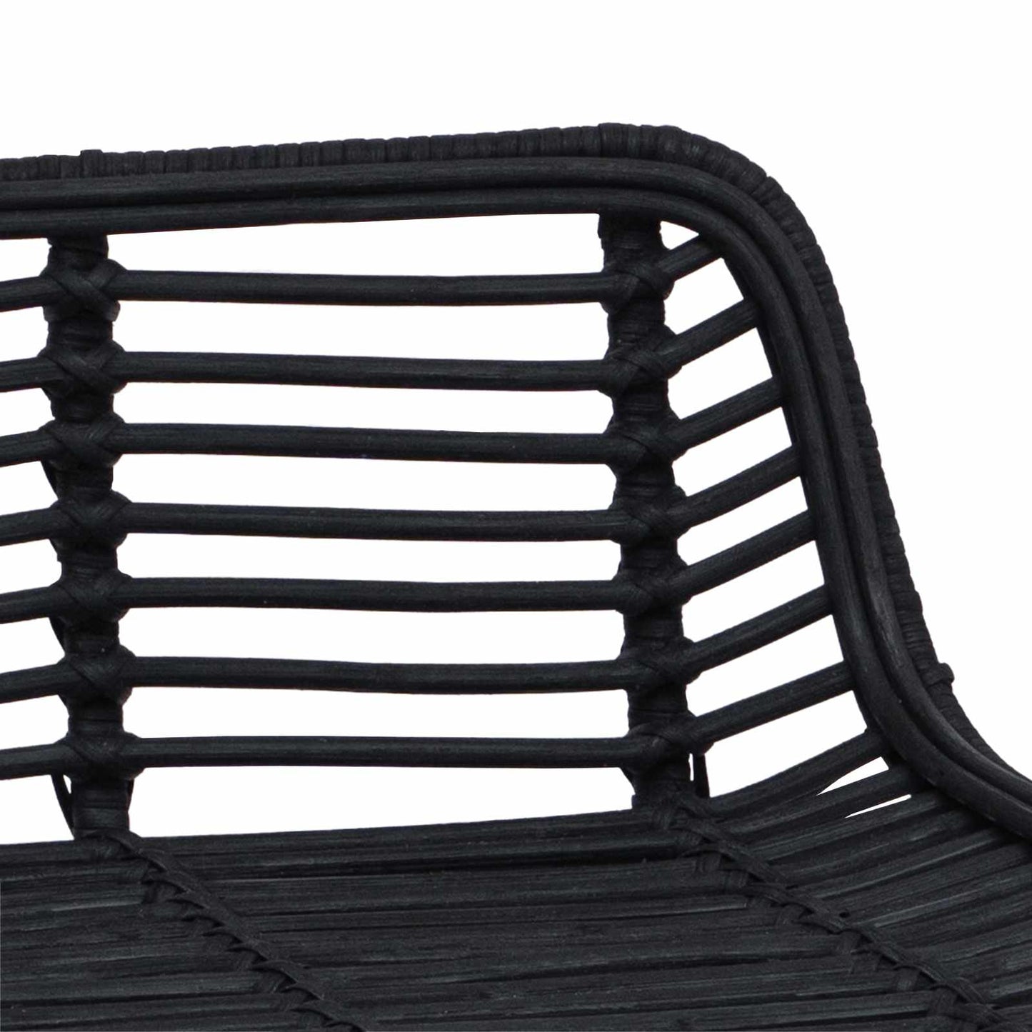 Barstol 2 pcs Svart 44 x 45 x 76 cm Rattan og Stål