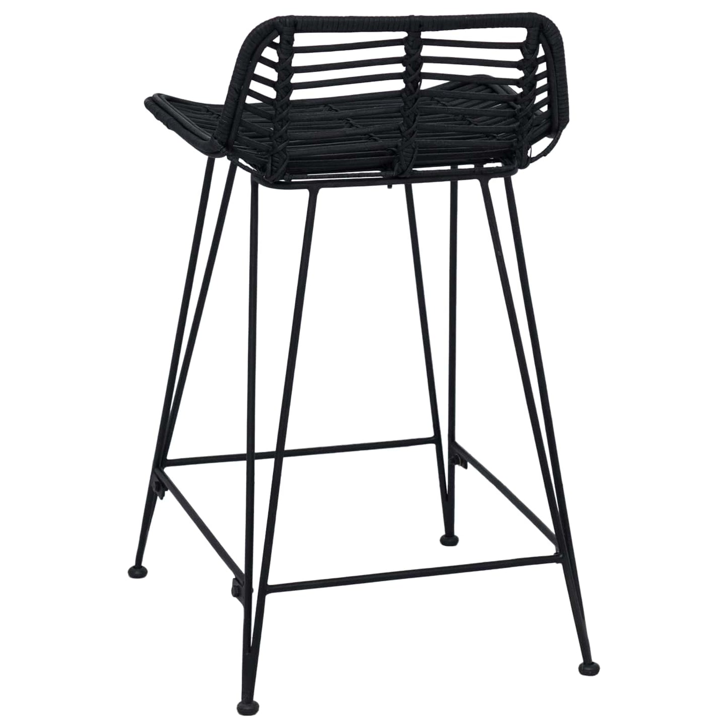 Barstol 2 pcs Svart 44 x 45 x 76 cm Rattan og Stål