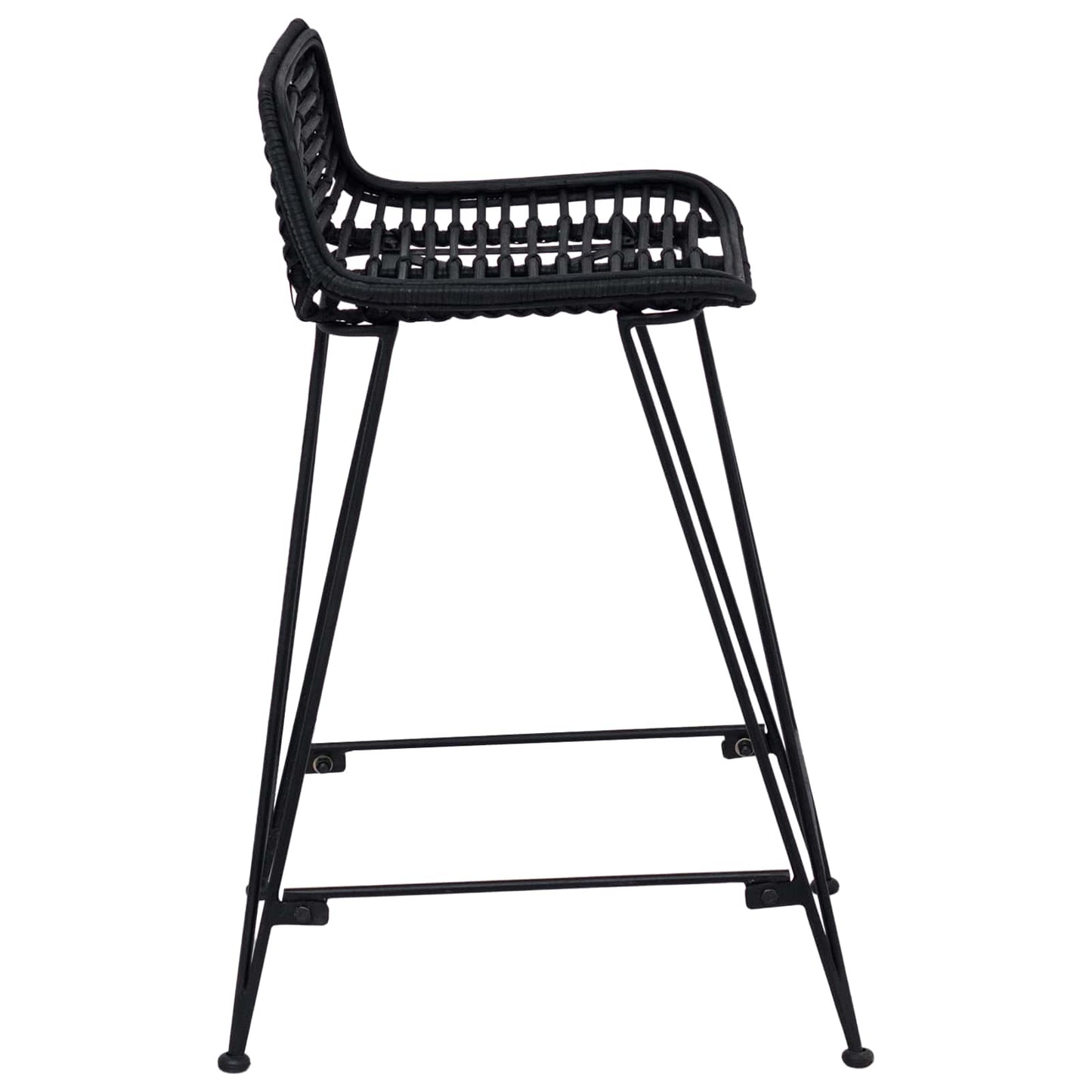 Barstol 2 pcs Svart 44 x 45 x 76 cm Rattan og Stål