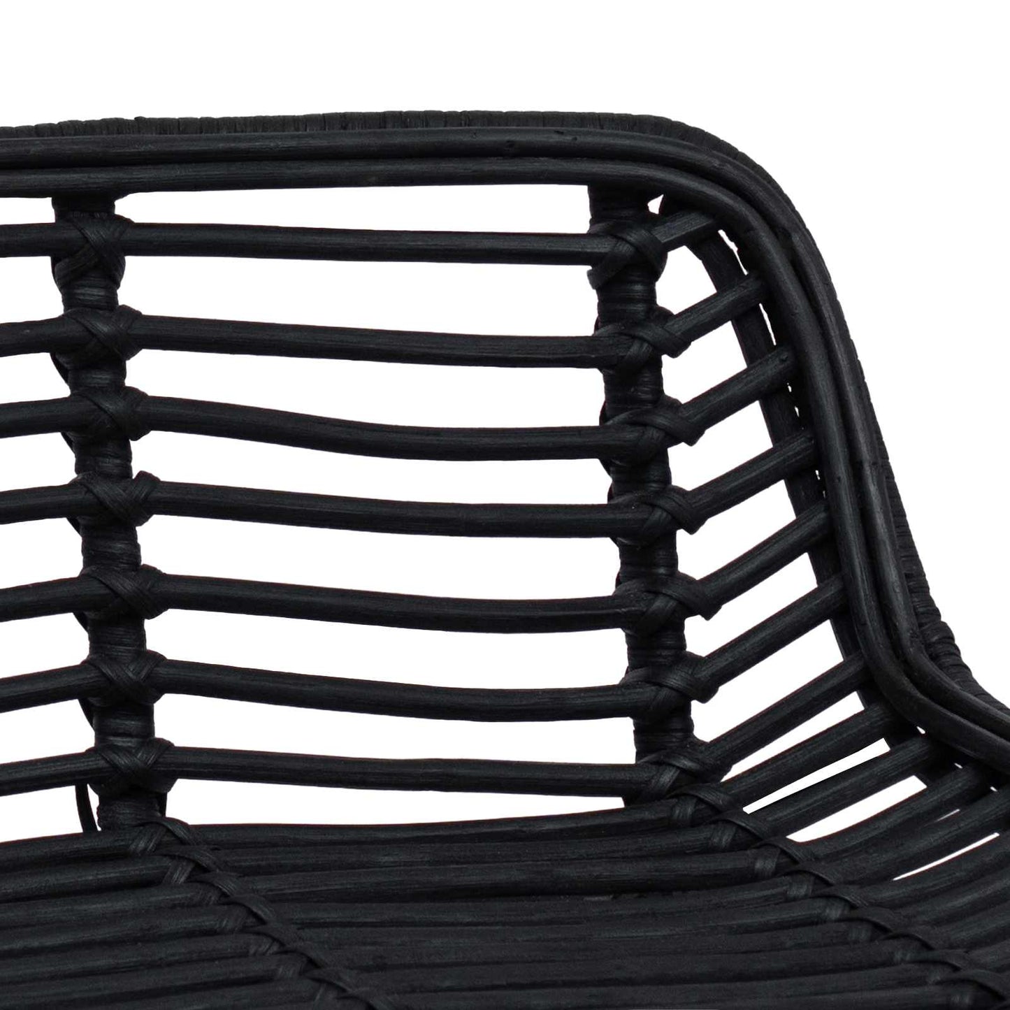 Barstol 2 pcs Svart 44 x 46 x 91 cm Rattan og Stål