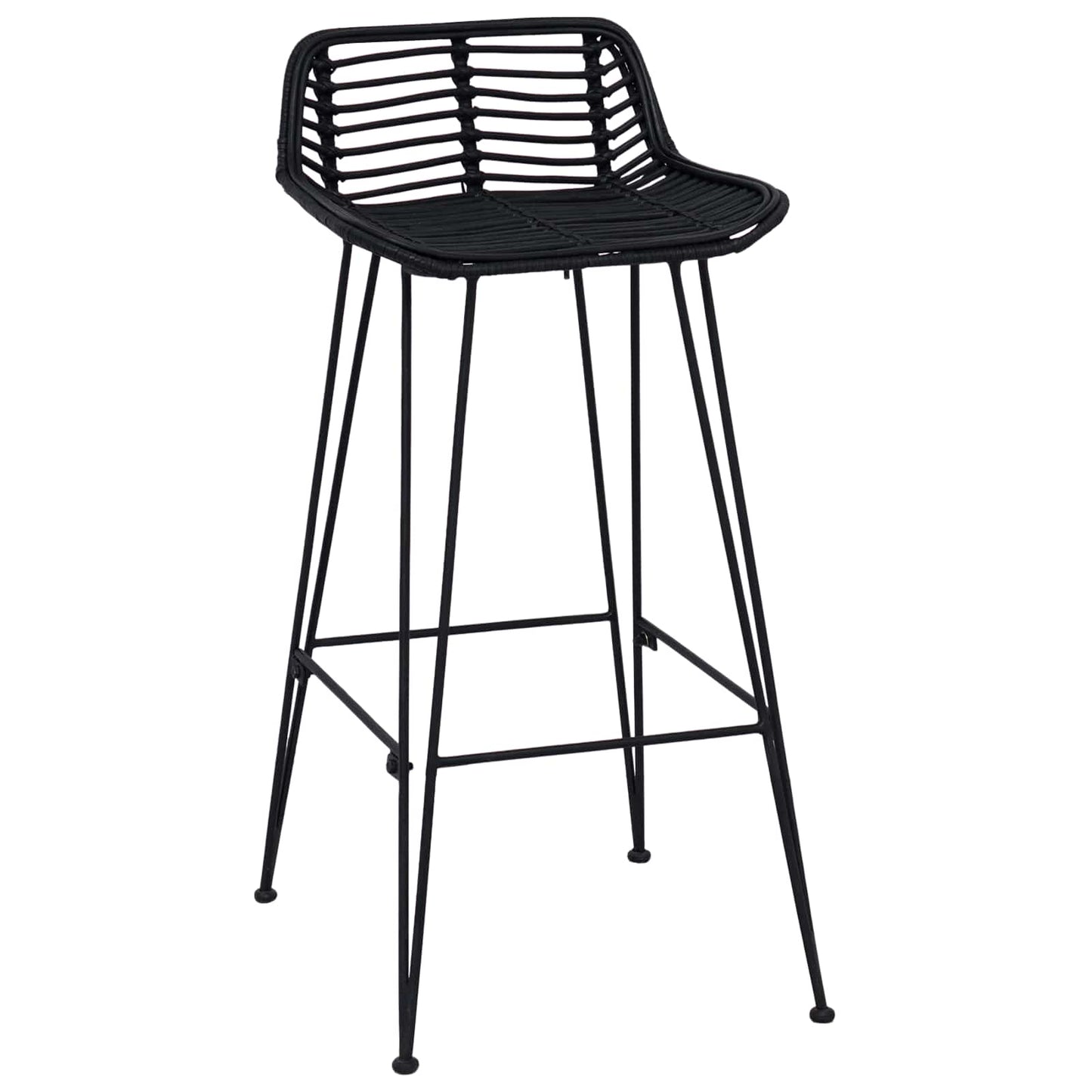 Barstol 2 pcs Svart 44 x 46 x 91 cm Rattan og Stål