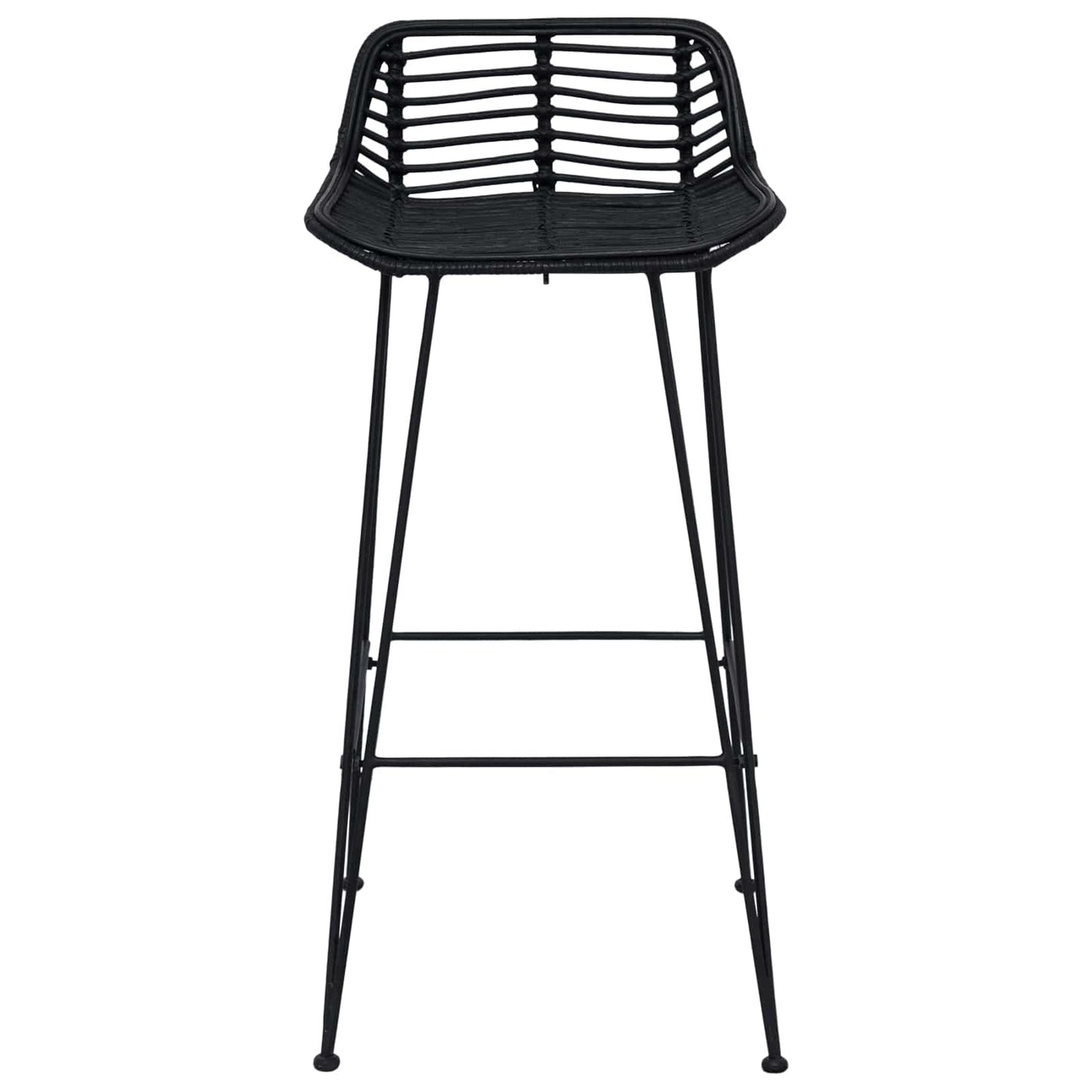Barstol 2 pcs Svart 44 x 46 x 91 cm Rattan og Stål