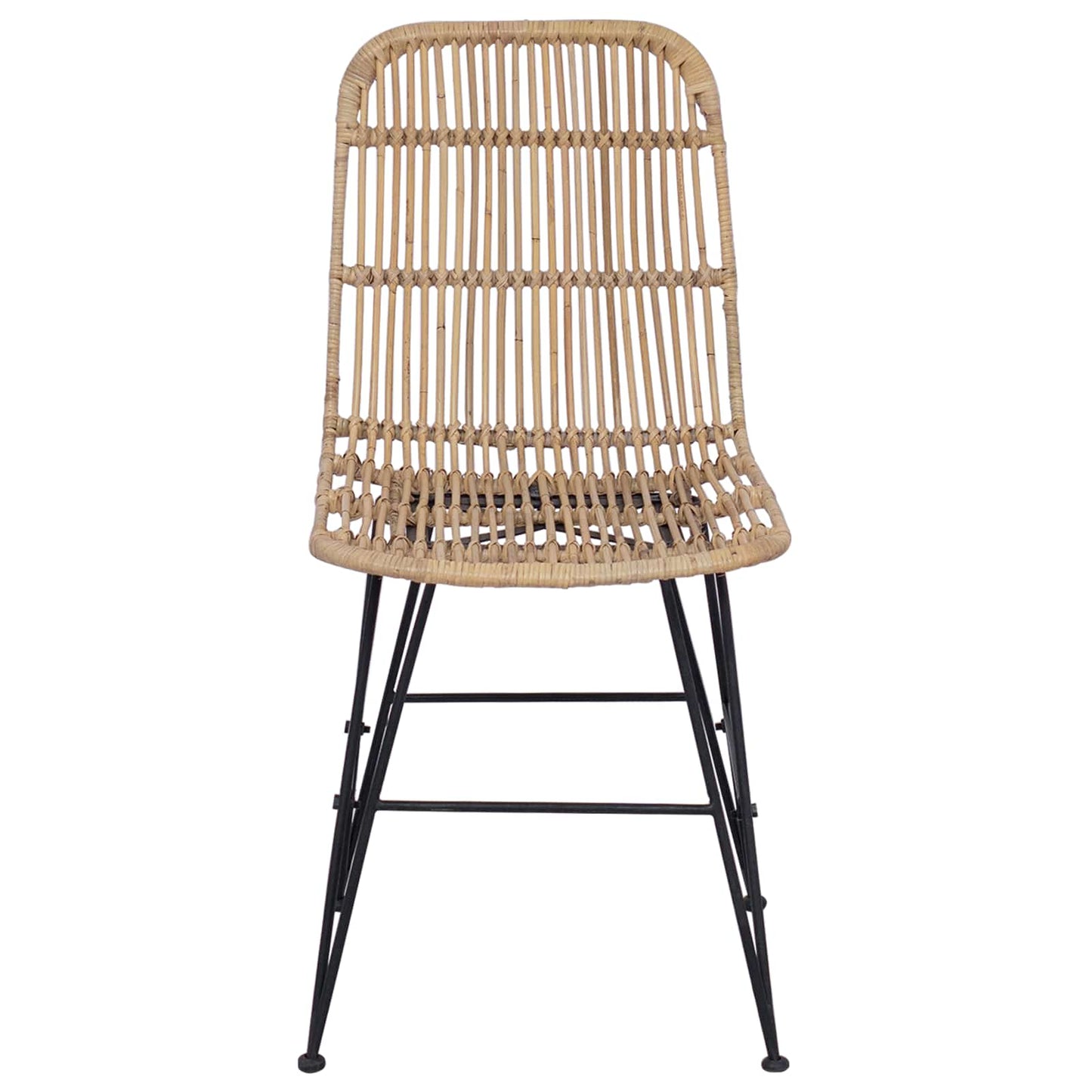 Spisestol 2 pcs Naturlig 41 x 55 x 85 cm Rattan og Stål
