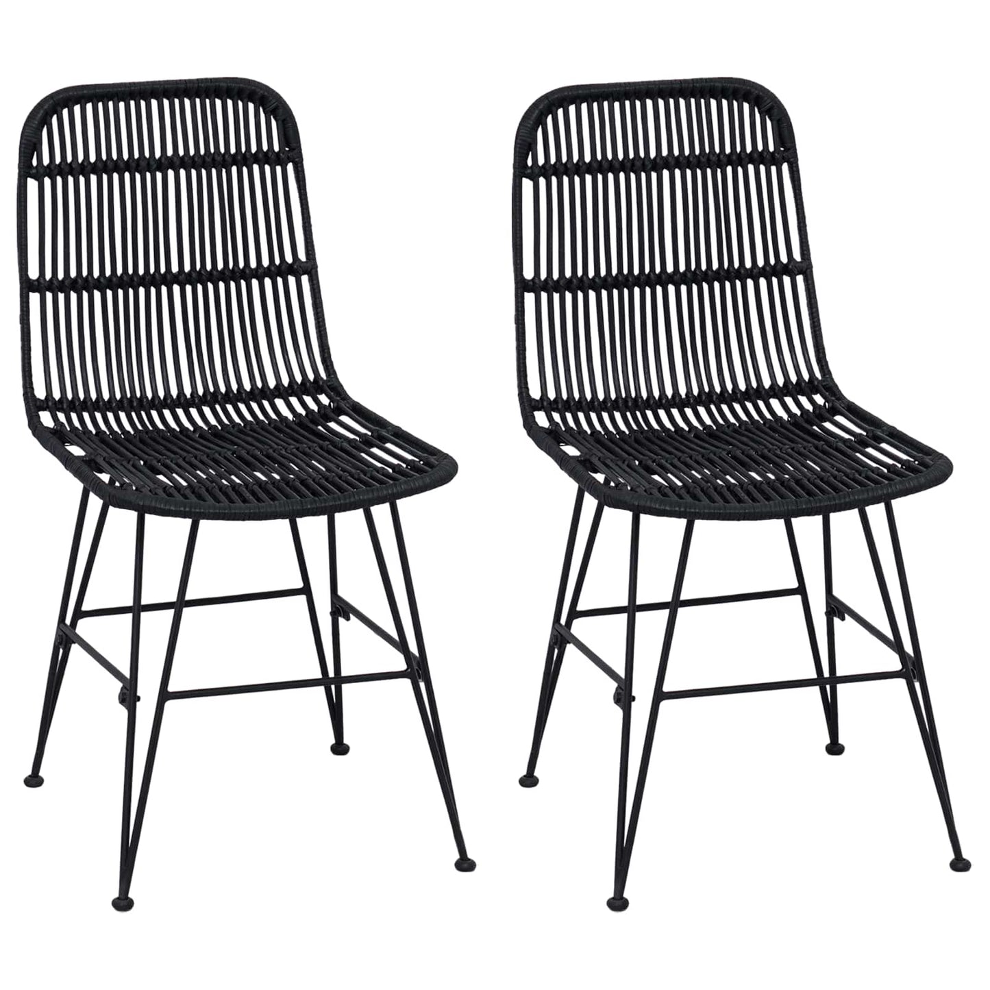 Spisestol 2 pcs Svart 41 x 55 x 85 cm Rattan og Stål