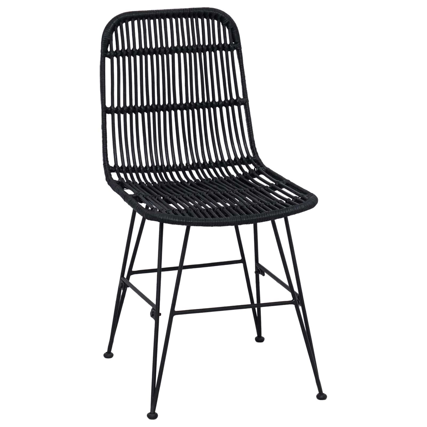 Spisestol 2 pcs Svart 41 x 55 x 85 cm Rattan og Stål