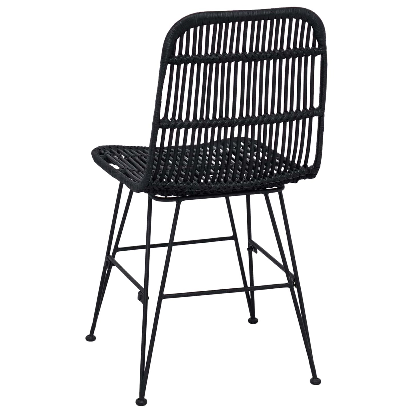 Spisestol 2 pcs Svart 41 x 55 x 85 cm Rattan og Stål