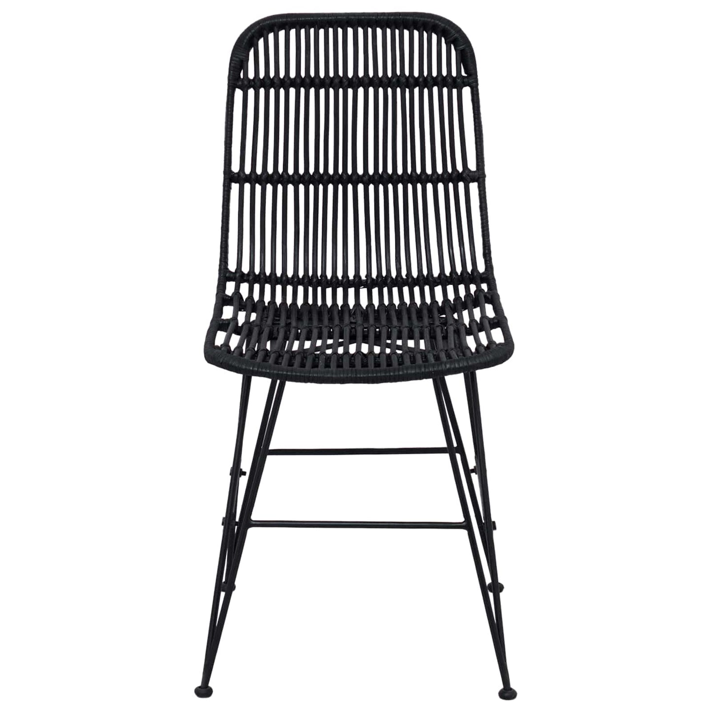 Spisestol 2 pcs Svart 41 x 55 x 85 cm Rattan og Stål