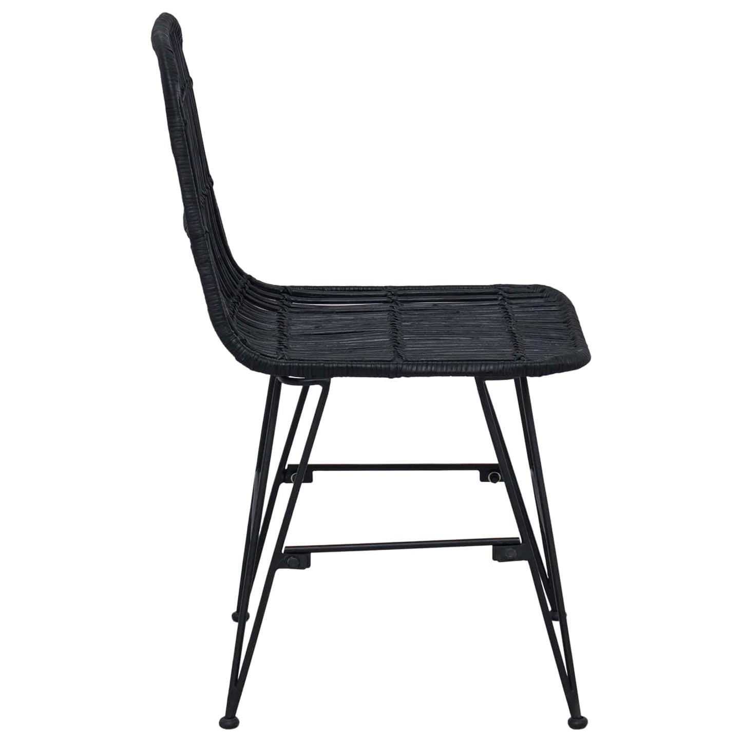 Spisestol 2 pcs Svart 41 x 55 x 85 cm Rattan og Stål