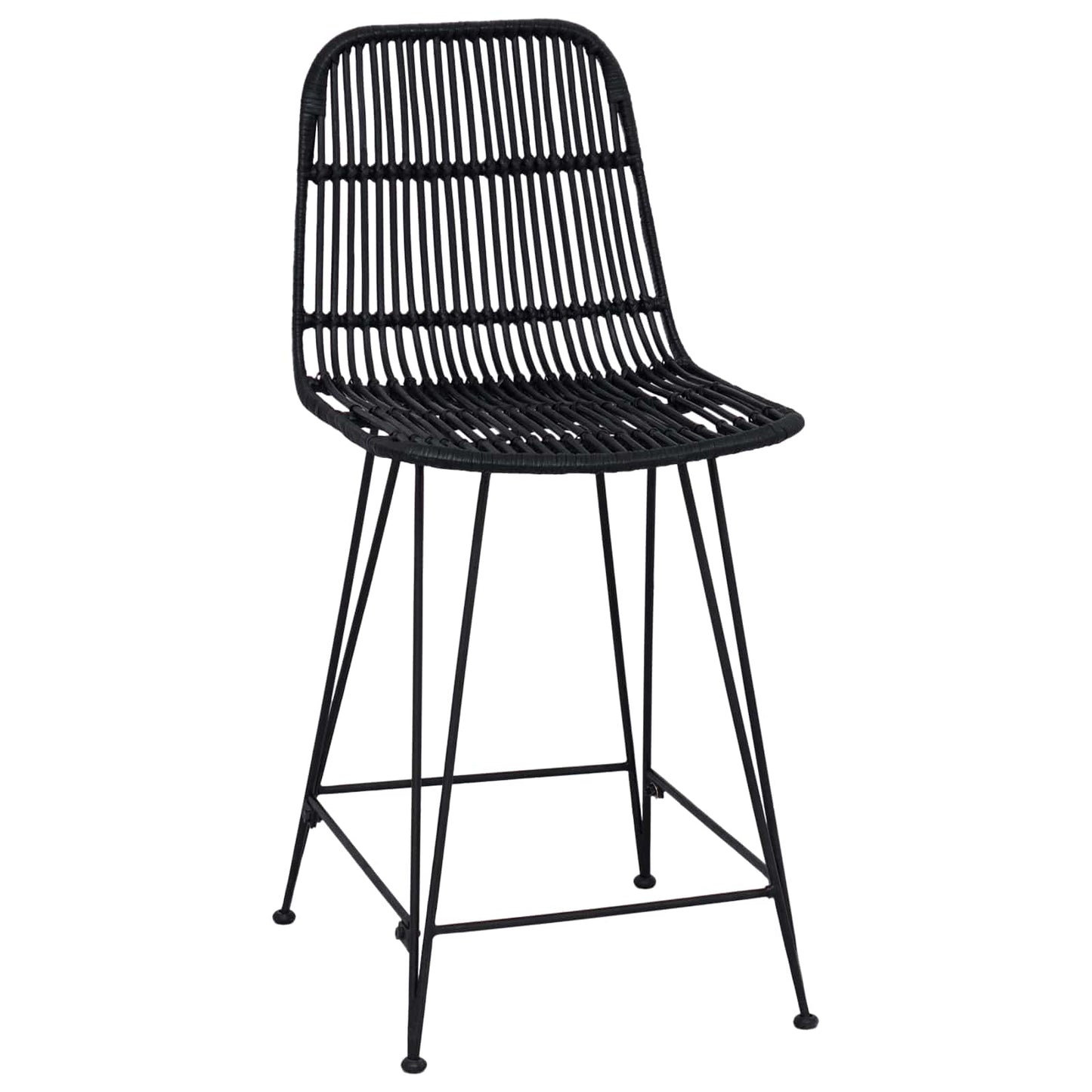 Barstol 2 pcs Svart 44 x 54 x 96 cm Rattan og Stål