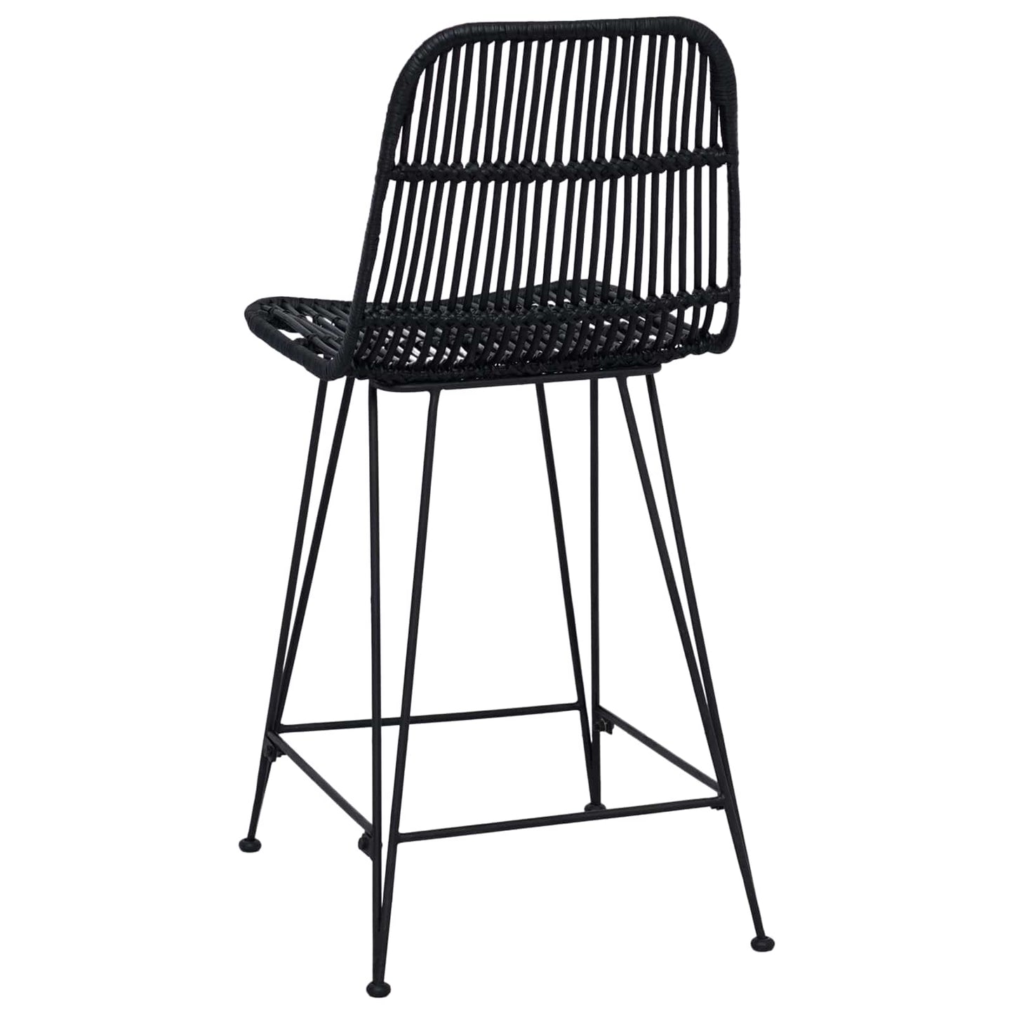 Barstol 2 pcs Svart 44 x 54 x 96 cm Rattan og Stål
