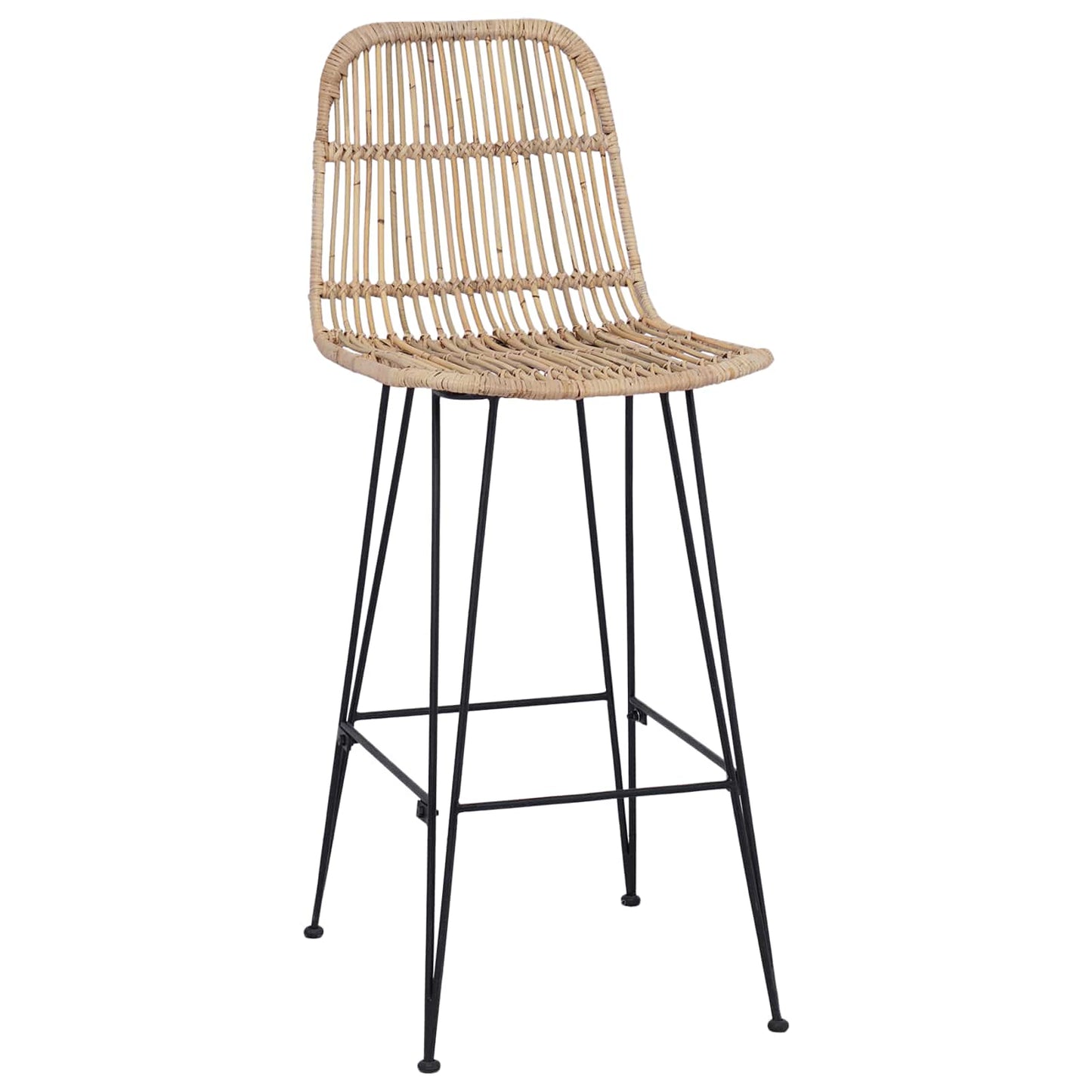Barstol 2 pcs Naturlig 44 x 55 x 109 cm Rattan og Stål