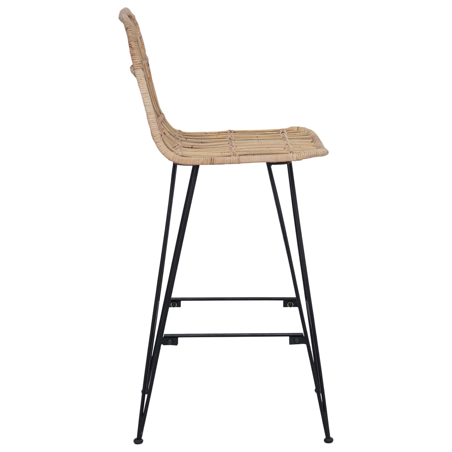 Barstol 2 pcs Naturlig 44 x 55 x 109 cm Rattan og Stål