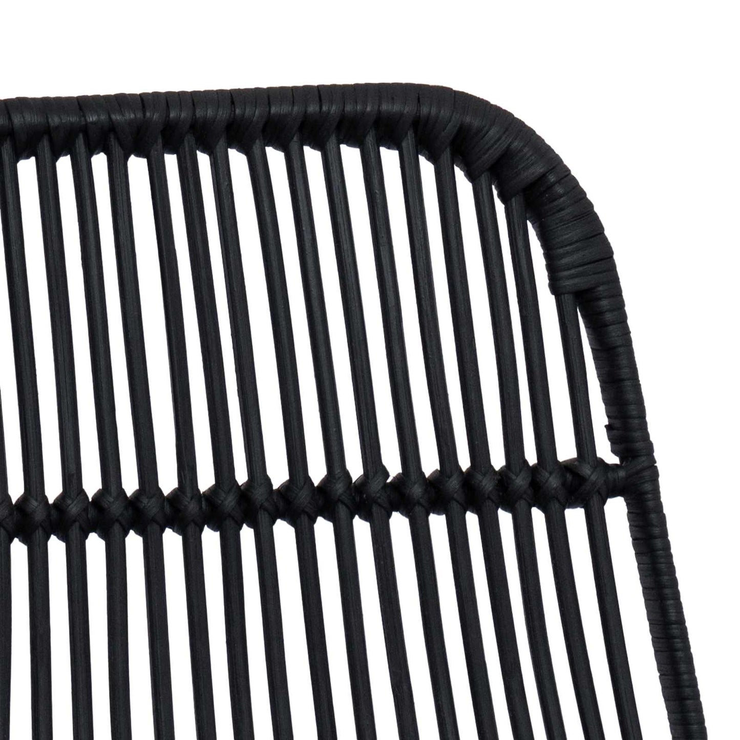 Barstol 2 pcs Svart 44 x 55 x 109 cm Rattan og Stål