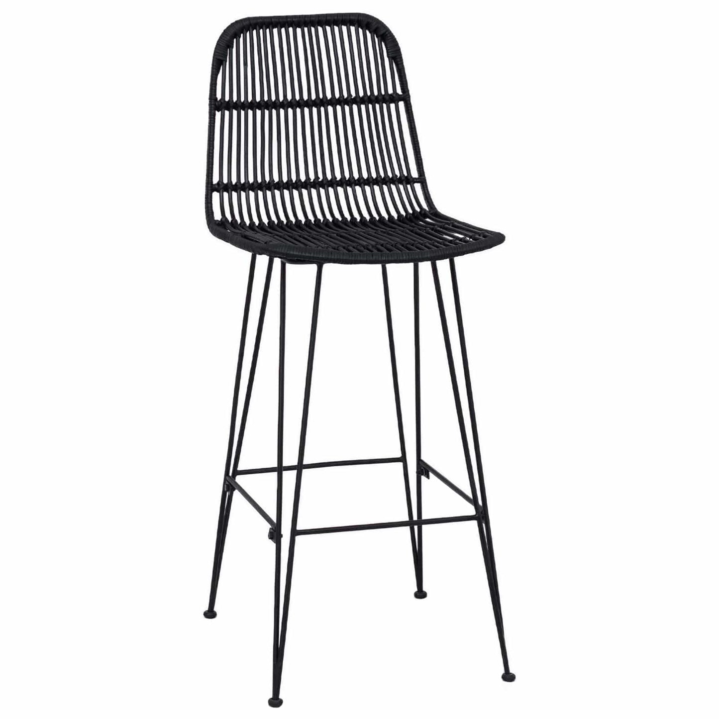 Barstol 2 pcs Svart 44 x 55 x 109 cm Rattan og Stål