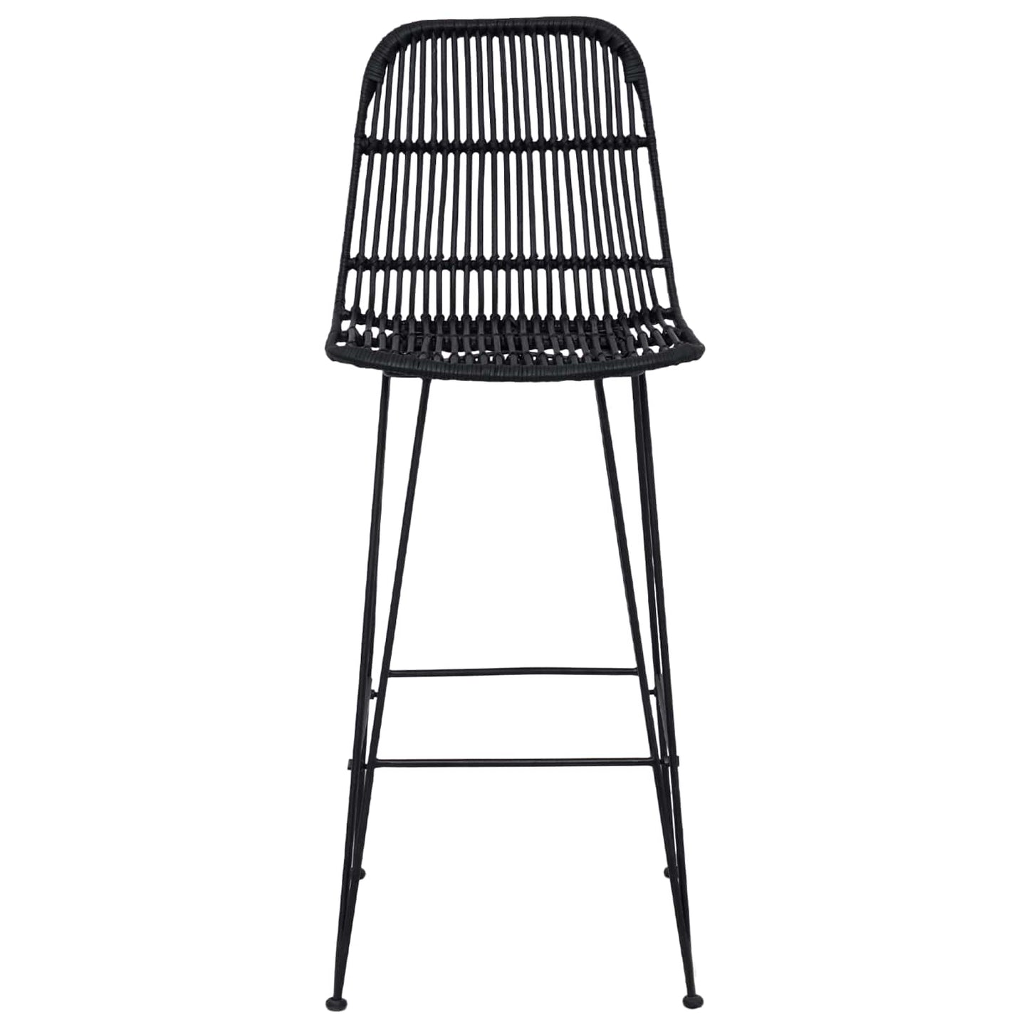 Barstol 2 pcs Svart 44 x 55 x 109 cm Rattan og Stål