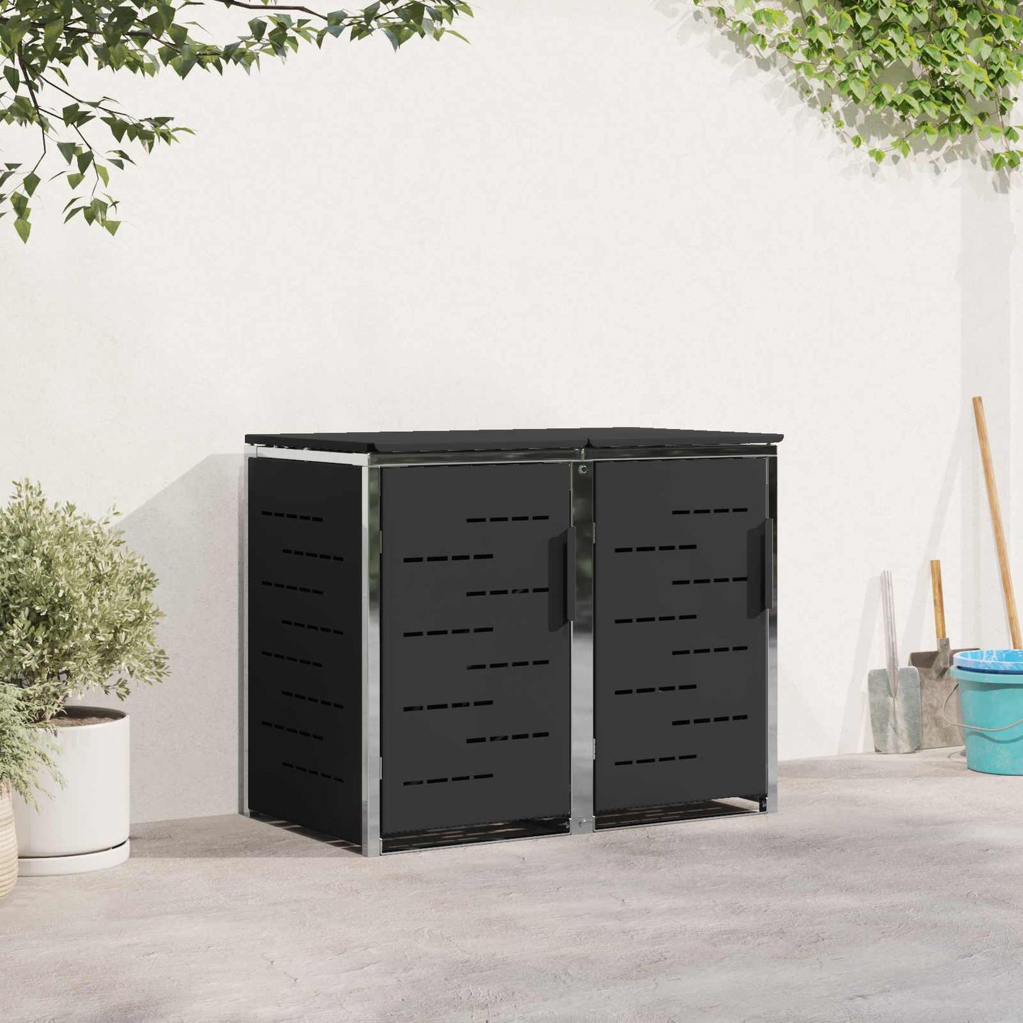 Avfallsbeholderoppbevaring Svart 138 x 77,5 x 112,5 cm