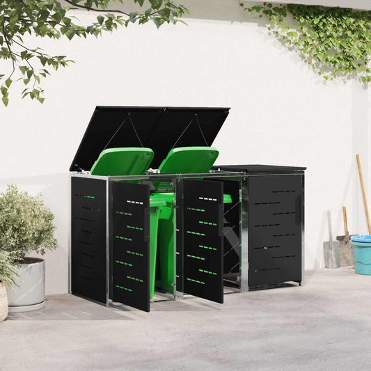 Avfallsbeholderoppbevaring Svart 207 x 77,5 x 112,5 cm