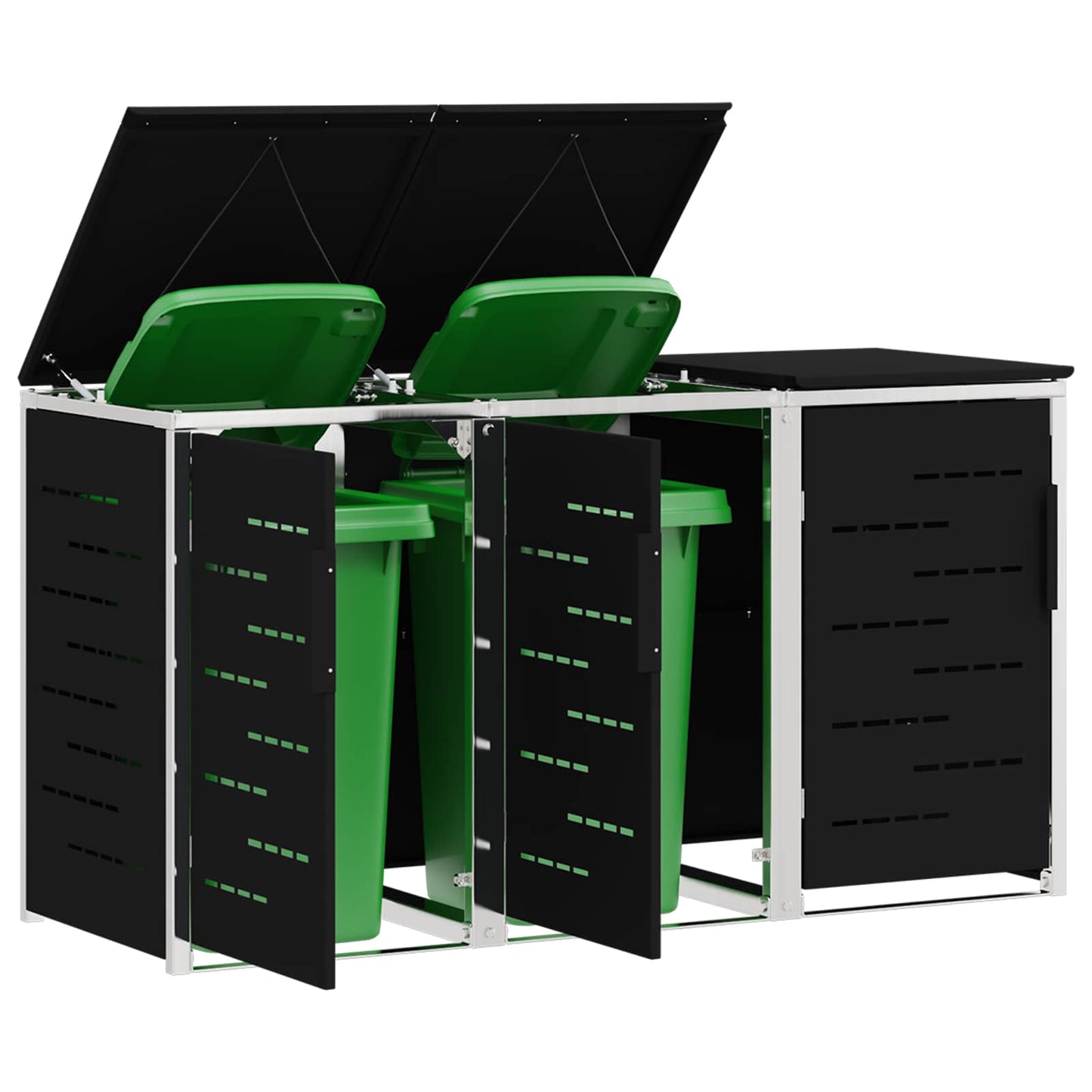 Avfallsbeholderoppbevaring Svart 207 x 77,5 x 112,5 cm