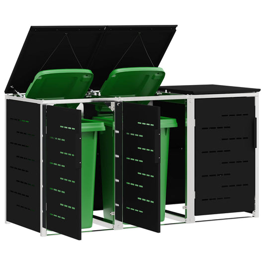 Avfallsbeholderoppbevaring Svart 207 x 77,5 x 112,5 cm