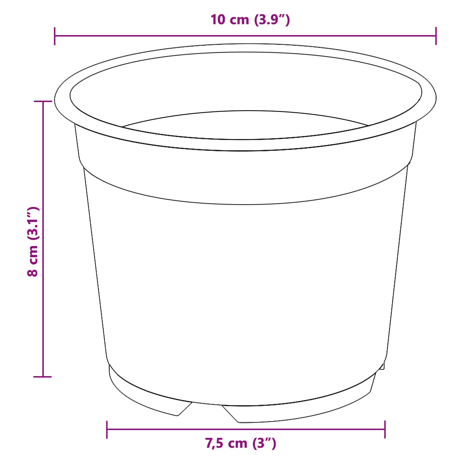 Blomsterpotte 100 pcs Svart Ø 15 x 12.5 cm Plast vidaXL