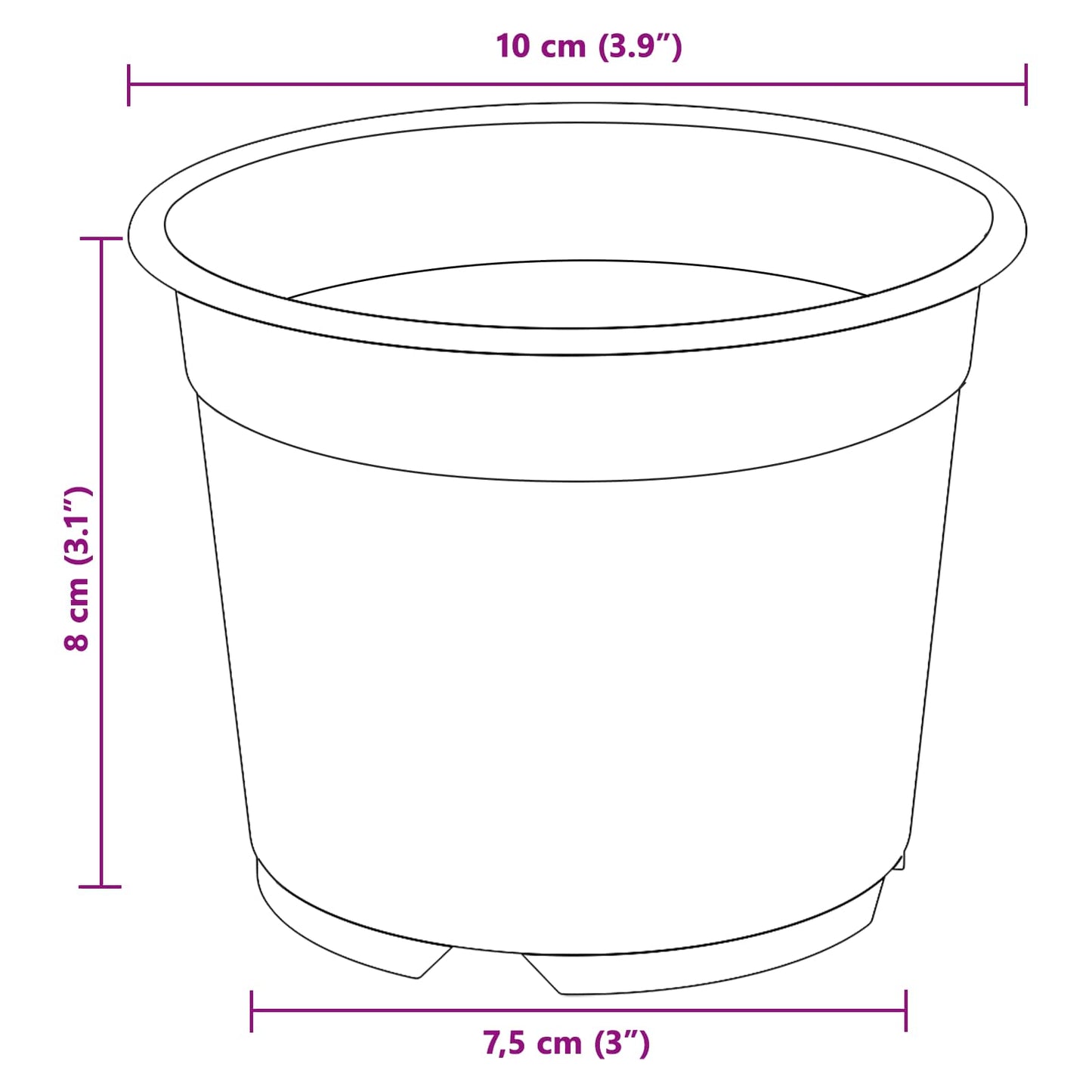 Rund Blomsterpotte 200 pcs Svart Ø 10 x 8 cm Plast