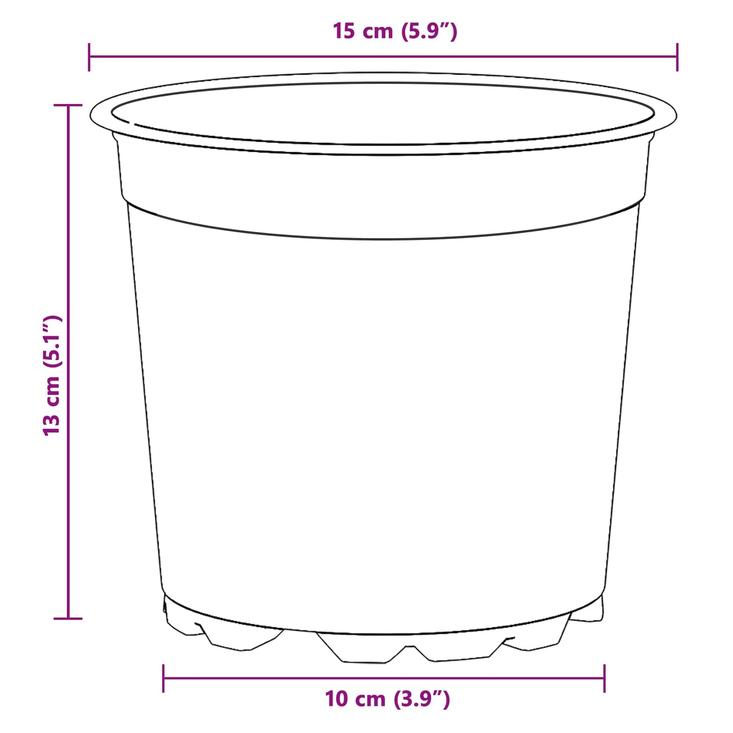 Blomsterpotte 100 pcs Svart Ø 15 x 13 cm Plast