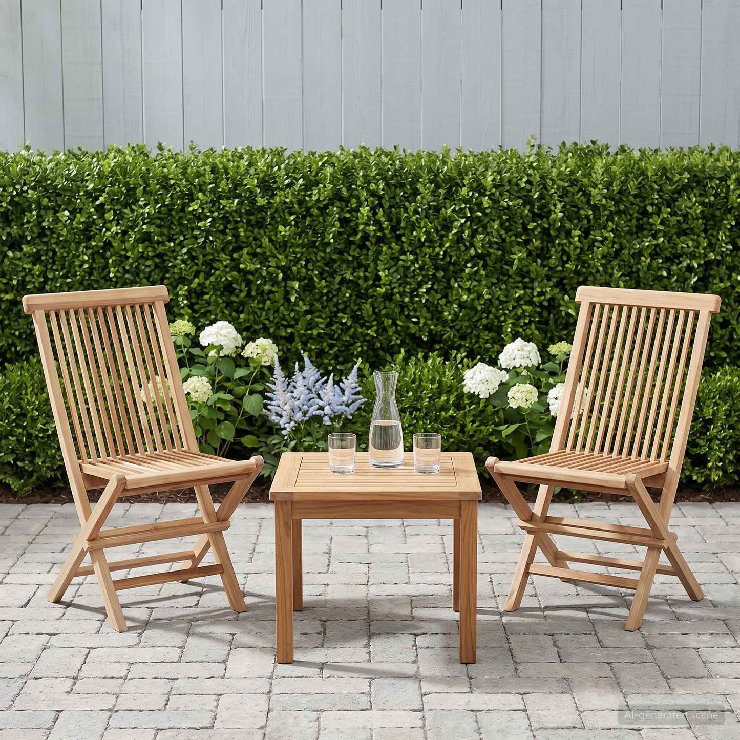 Foldbar Hage Stol 2 pcs Naturlig Massivt Teaktre