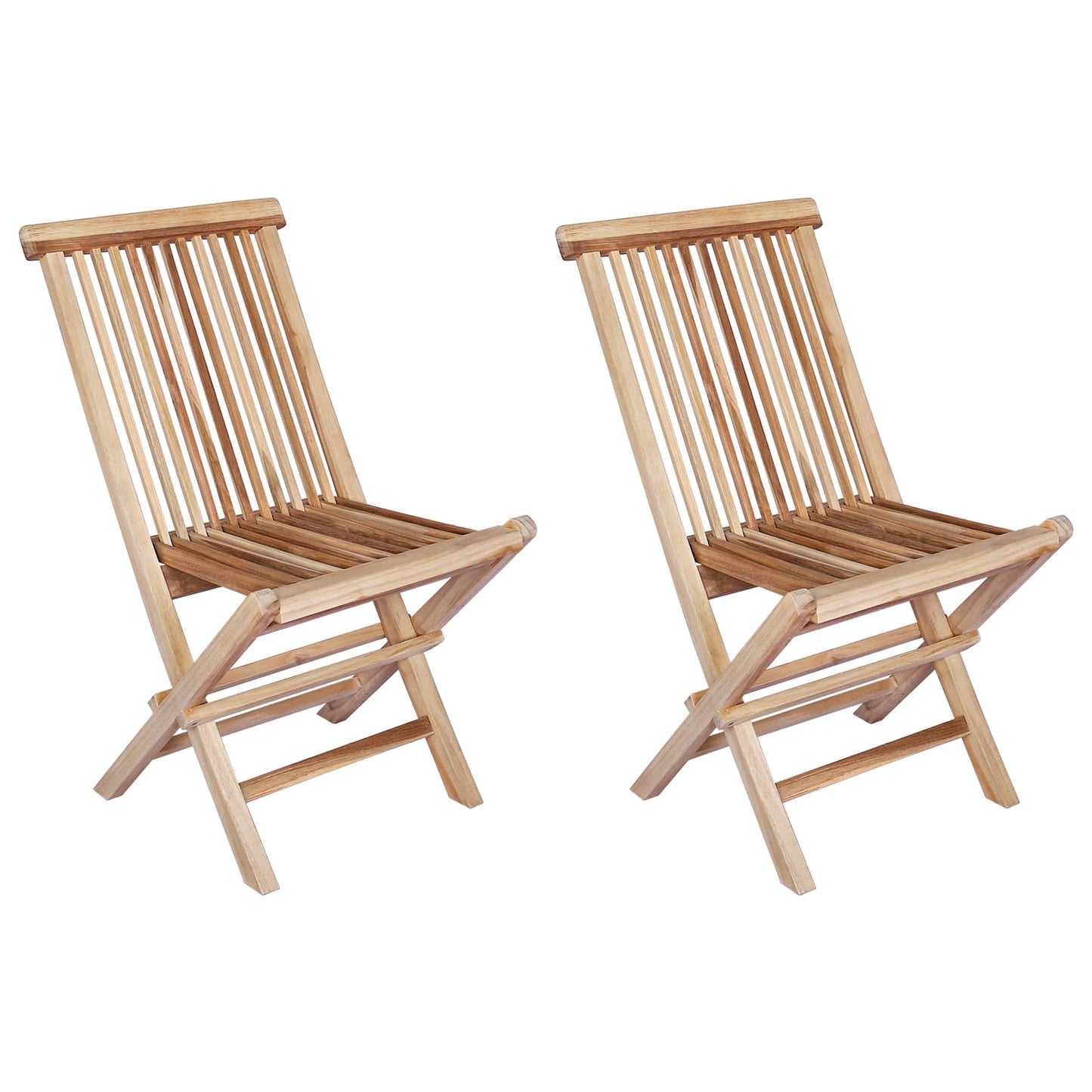 Foldbar Hage Stol 2 pcs Naturlig Massivt Teaktre