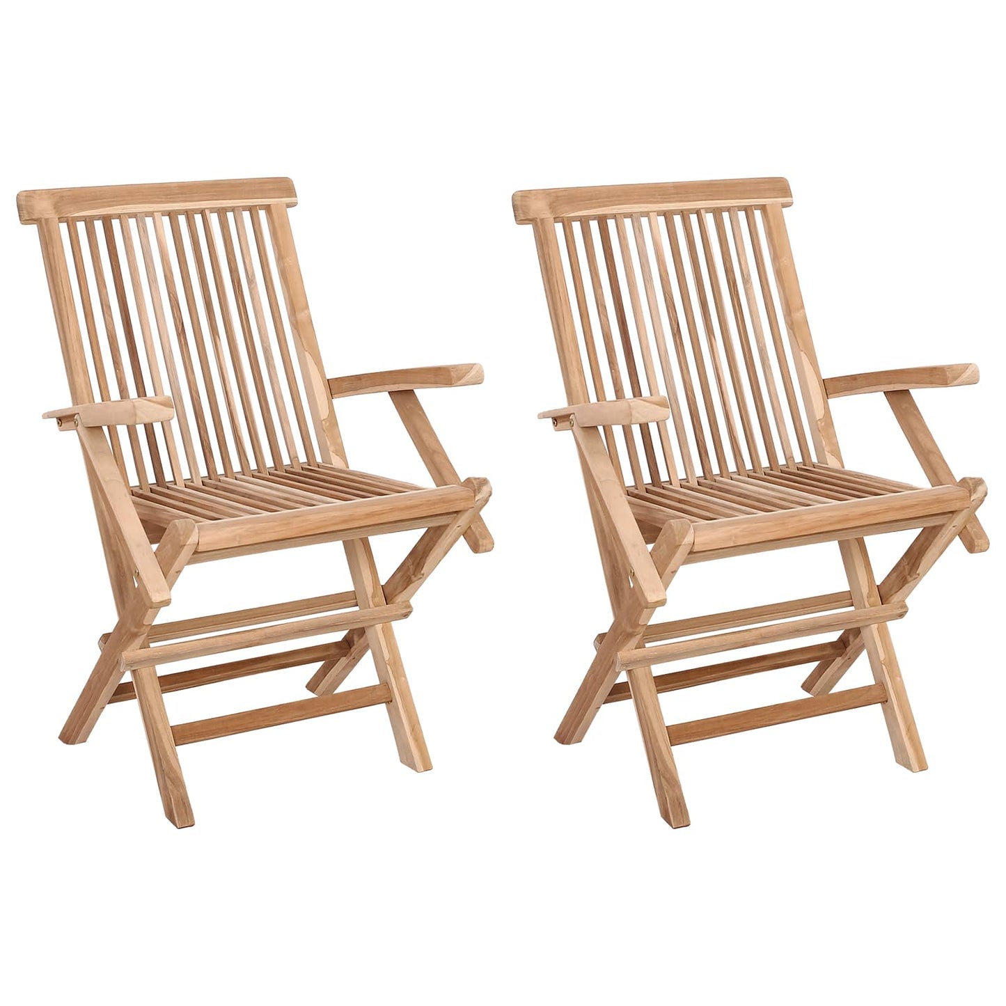 Foldbar Hage Stol 2 pcs Naturlig Massivt Teaktre