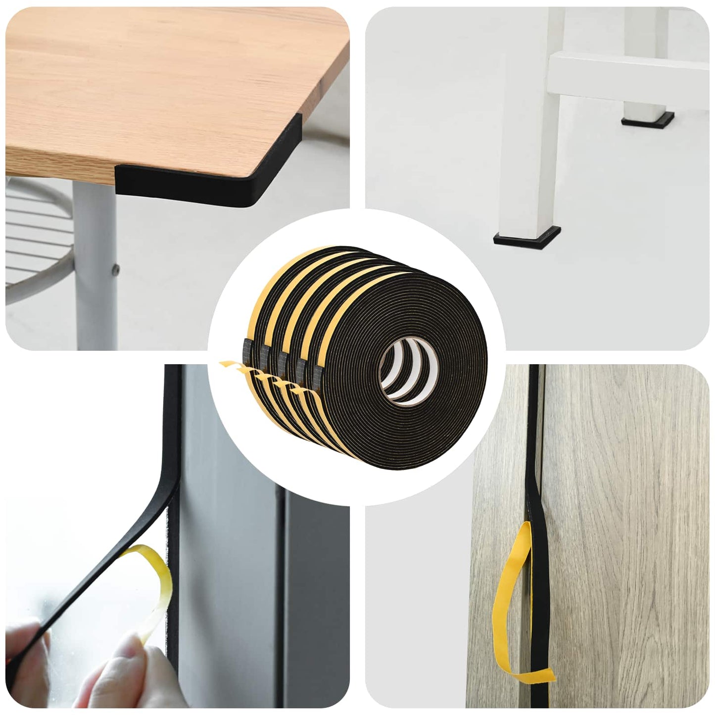 Selvklebende skum tape 5 stk. Svart 15mm x 10m CR skum