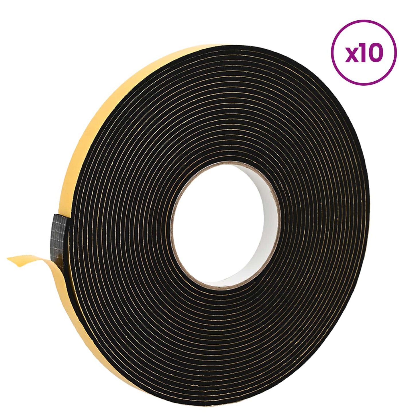 Selvklebende skum tape 10 stk. Svart 15mm x 10m CR skum