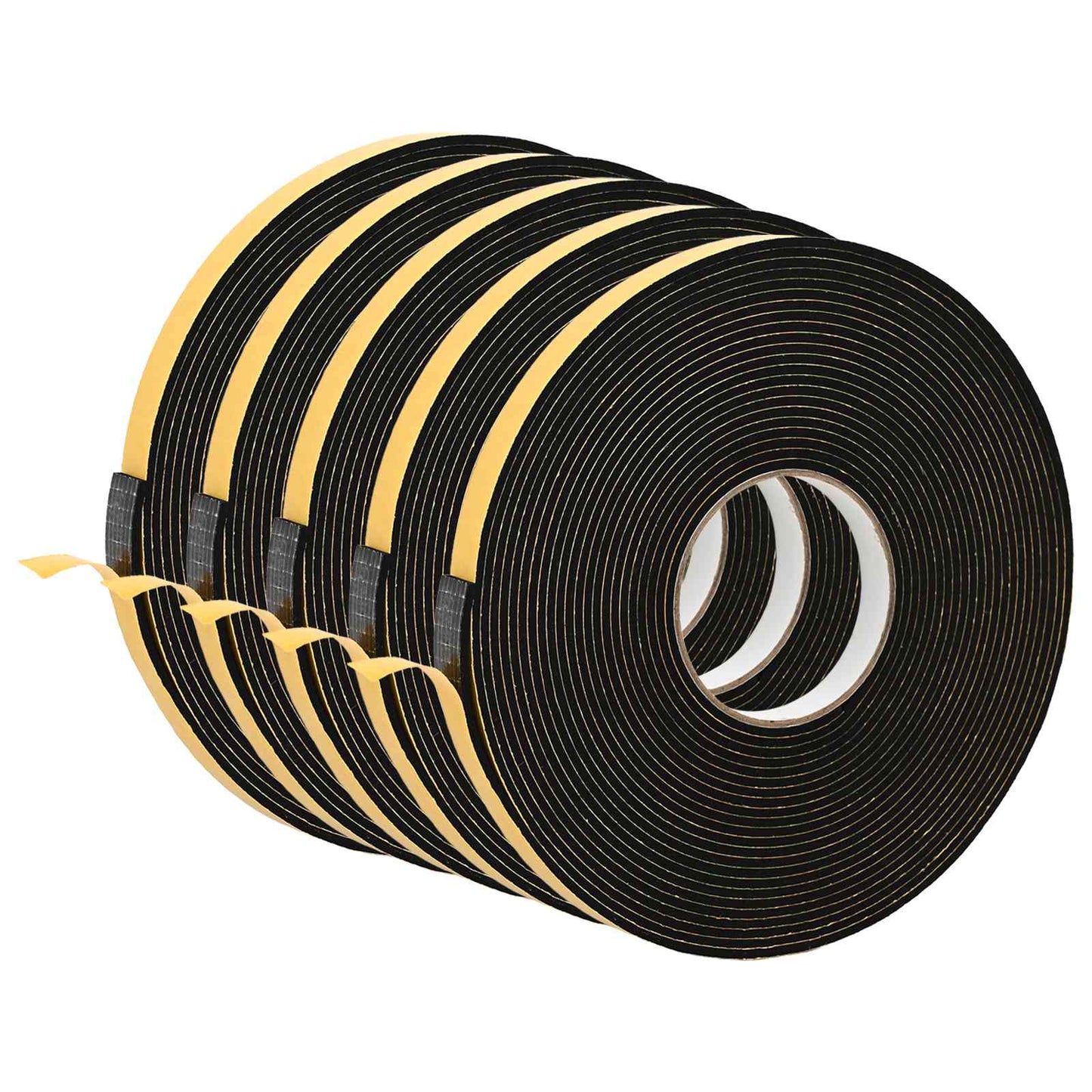 Selvklebende skum tape 5 stk. Svart 15mm x 10m CR skum