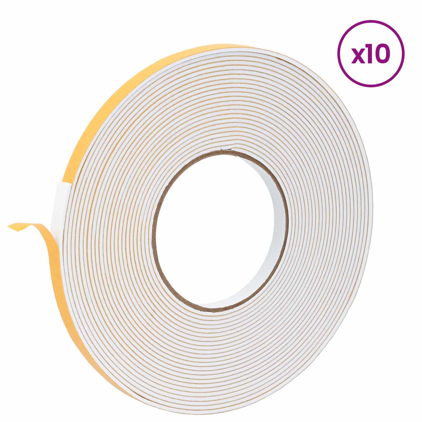 Selvklebende skum tape 10 stk. Hvit 10mm x 10m CR skum