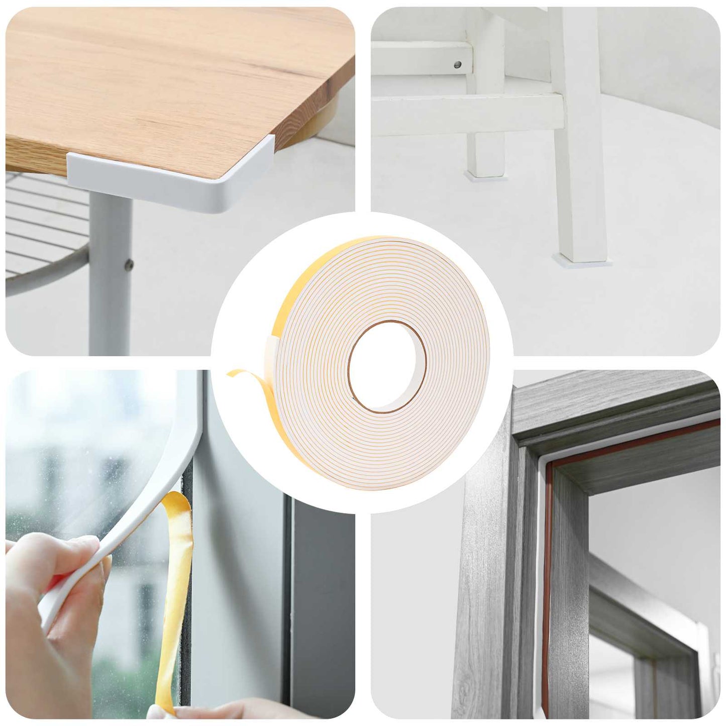 Selvklebende skum tape 10 stk. Hvit 10mm x 10m CR skum