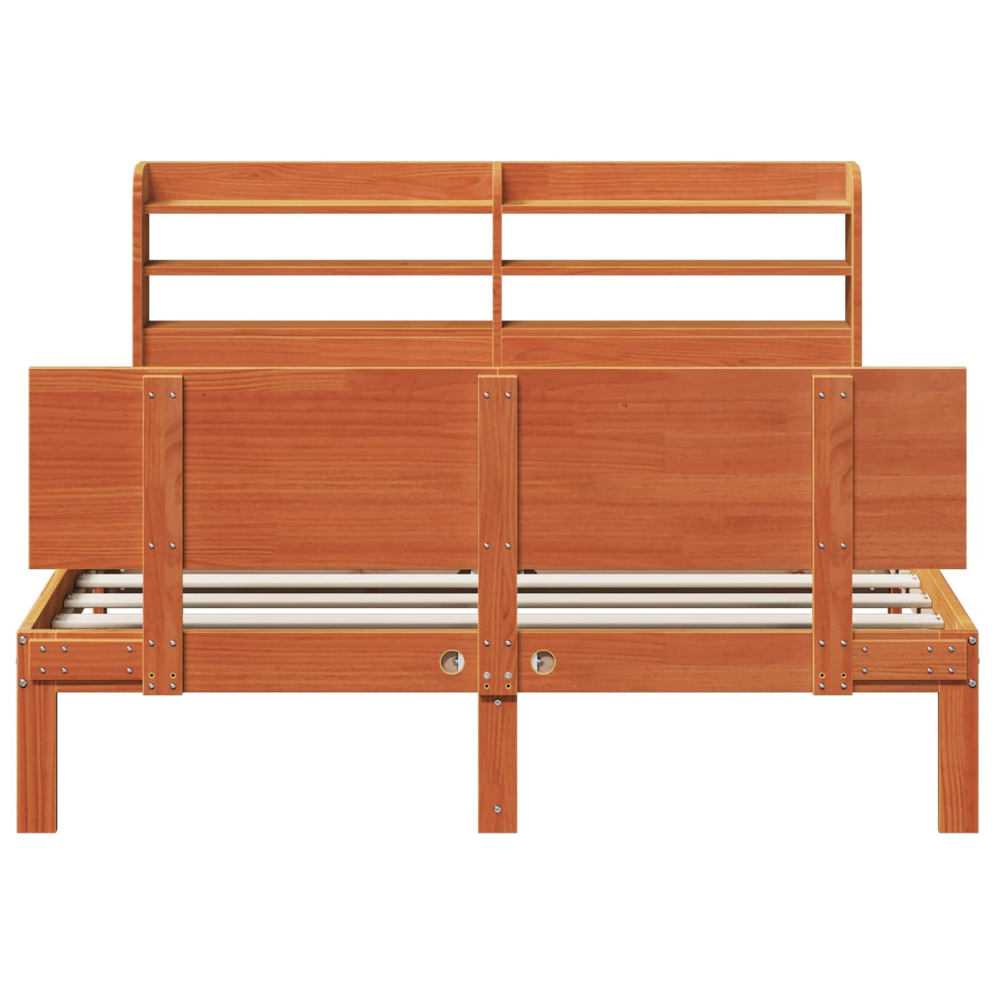 Sengestamme med hodegjerde 2 pcs Vokset Brun Massiv furu