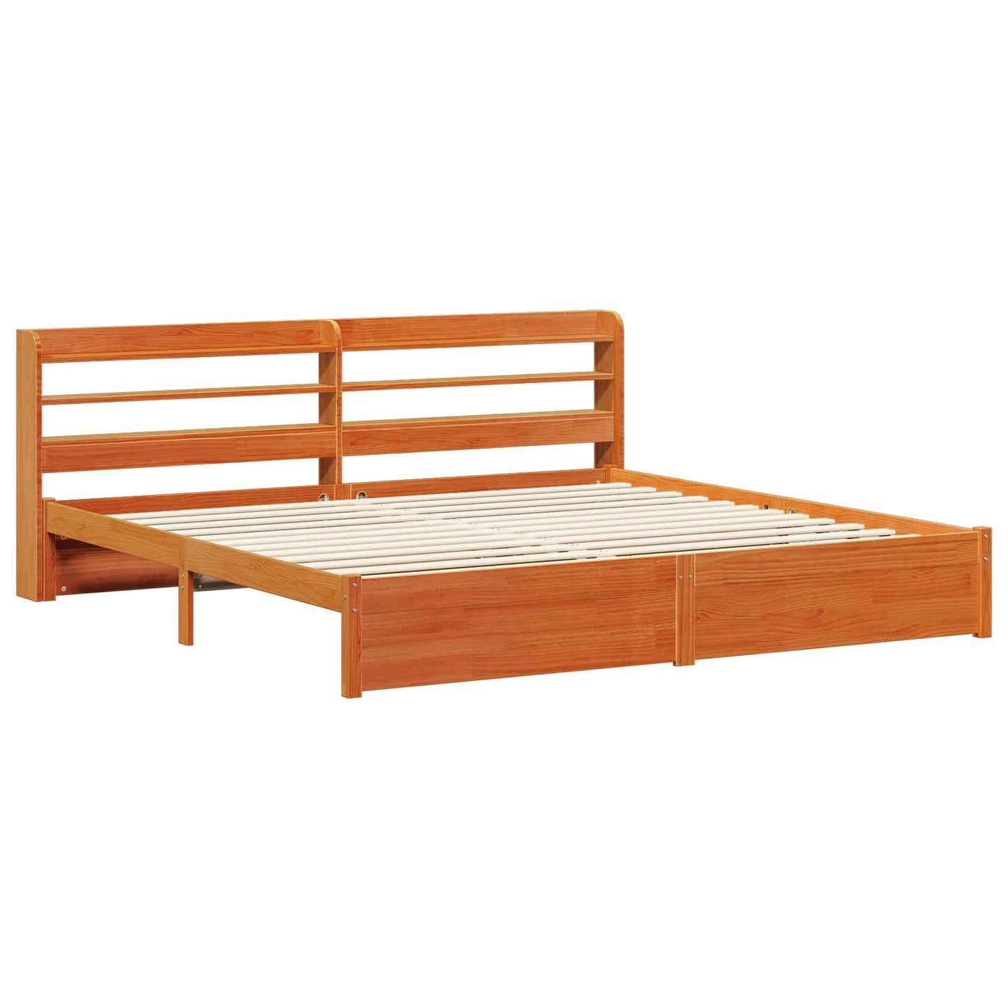Sengestamme med hodegjerde 2 pcs Vokset Brun Massiv furu