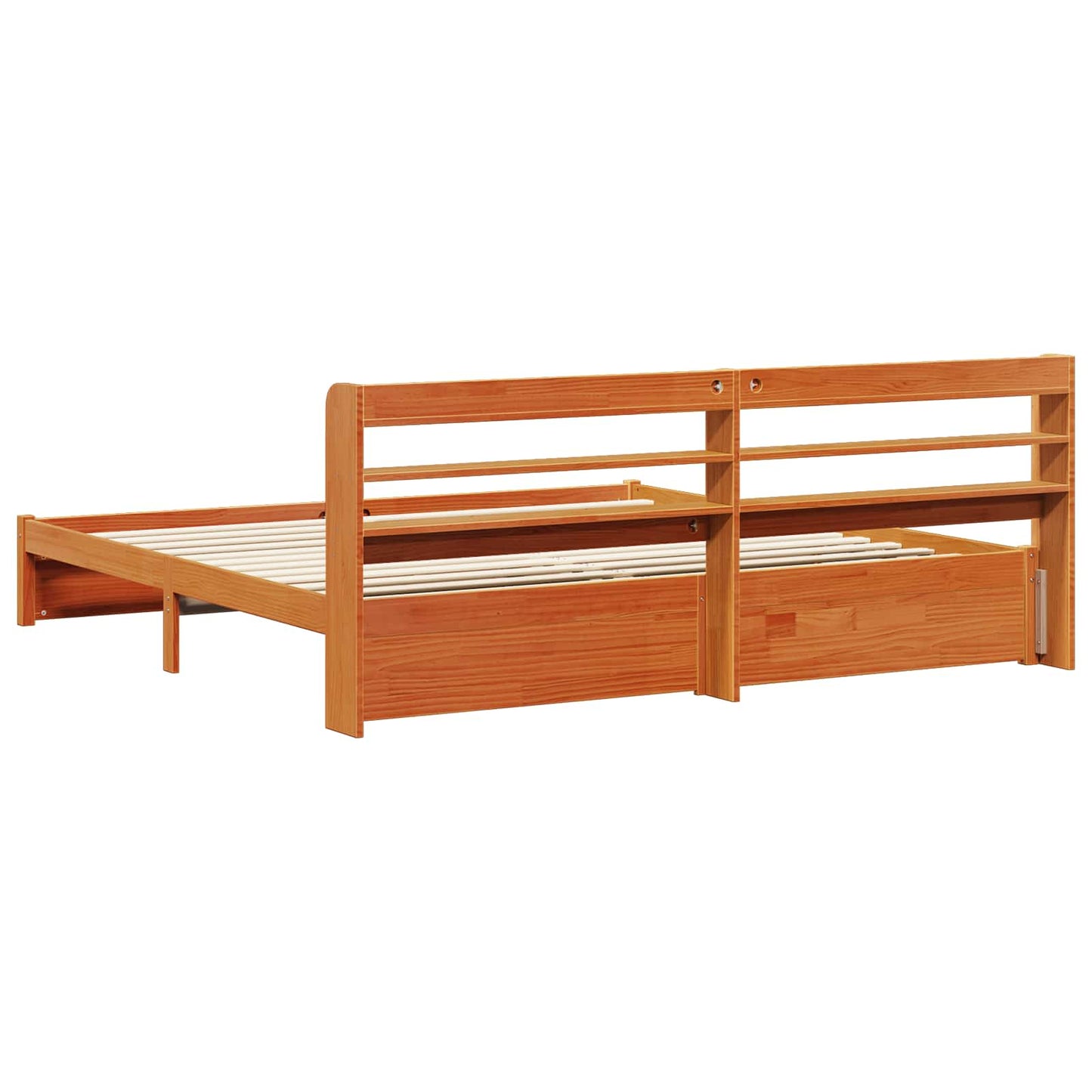 Sengestamme med hodegjerde 2 pcs Vokset Brun Massiv furu