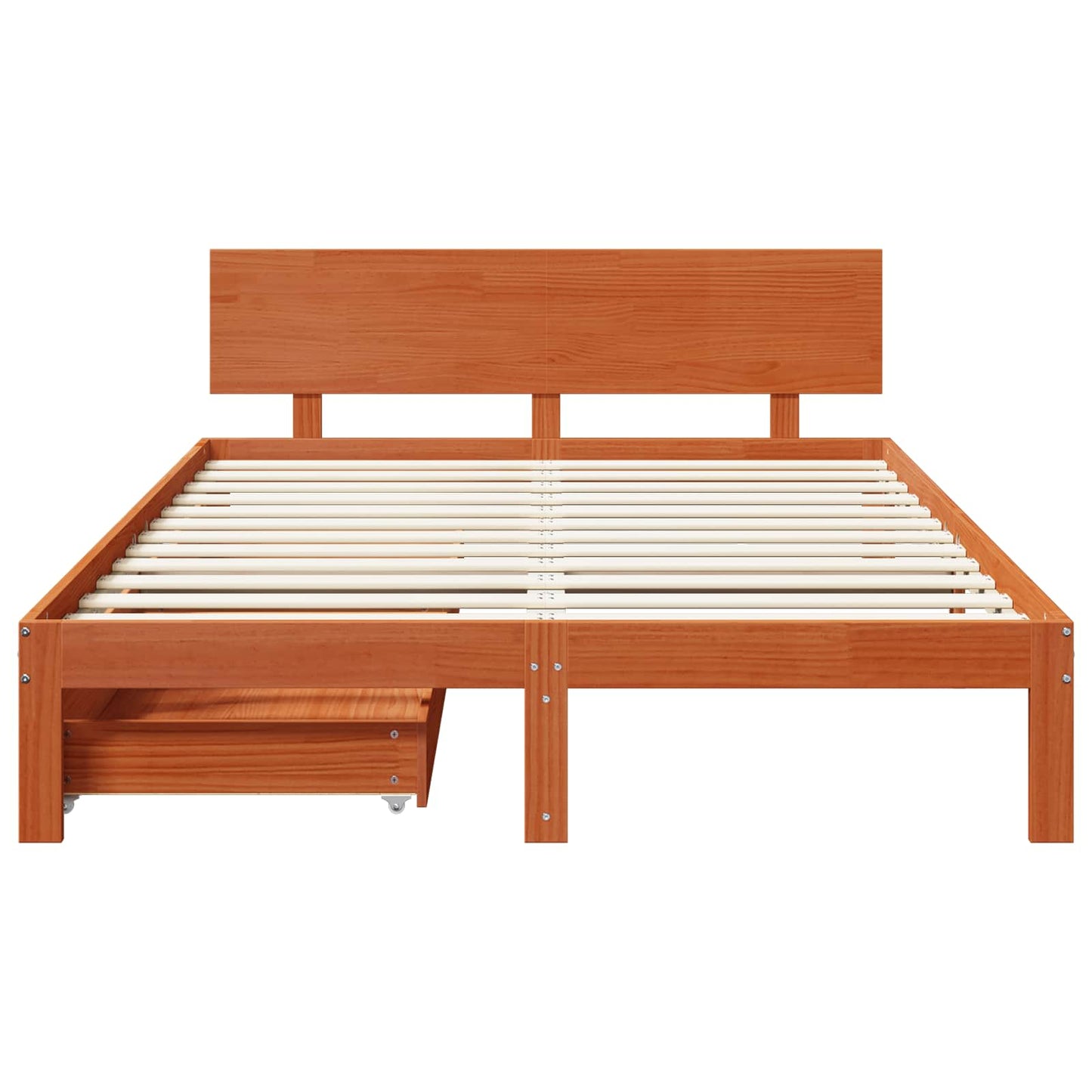 Sengestamme med hodegjerde 3 pcs Vokset Brun Massiv furu