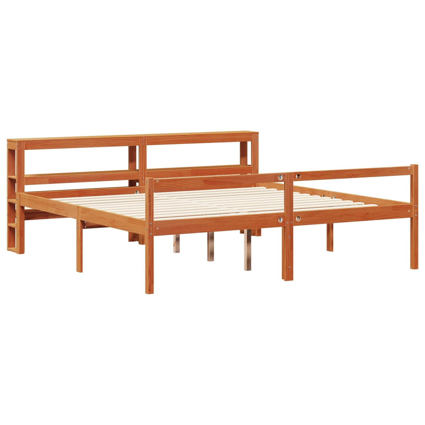 Sengestamme med hodegjerde 2 pcs Vokset Brun Massiv furu